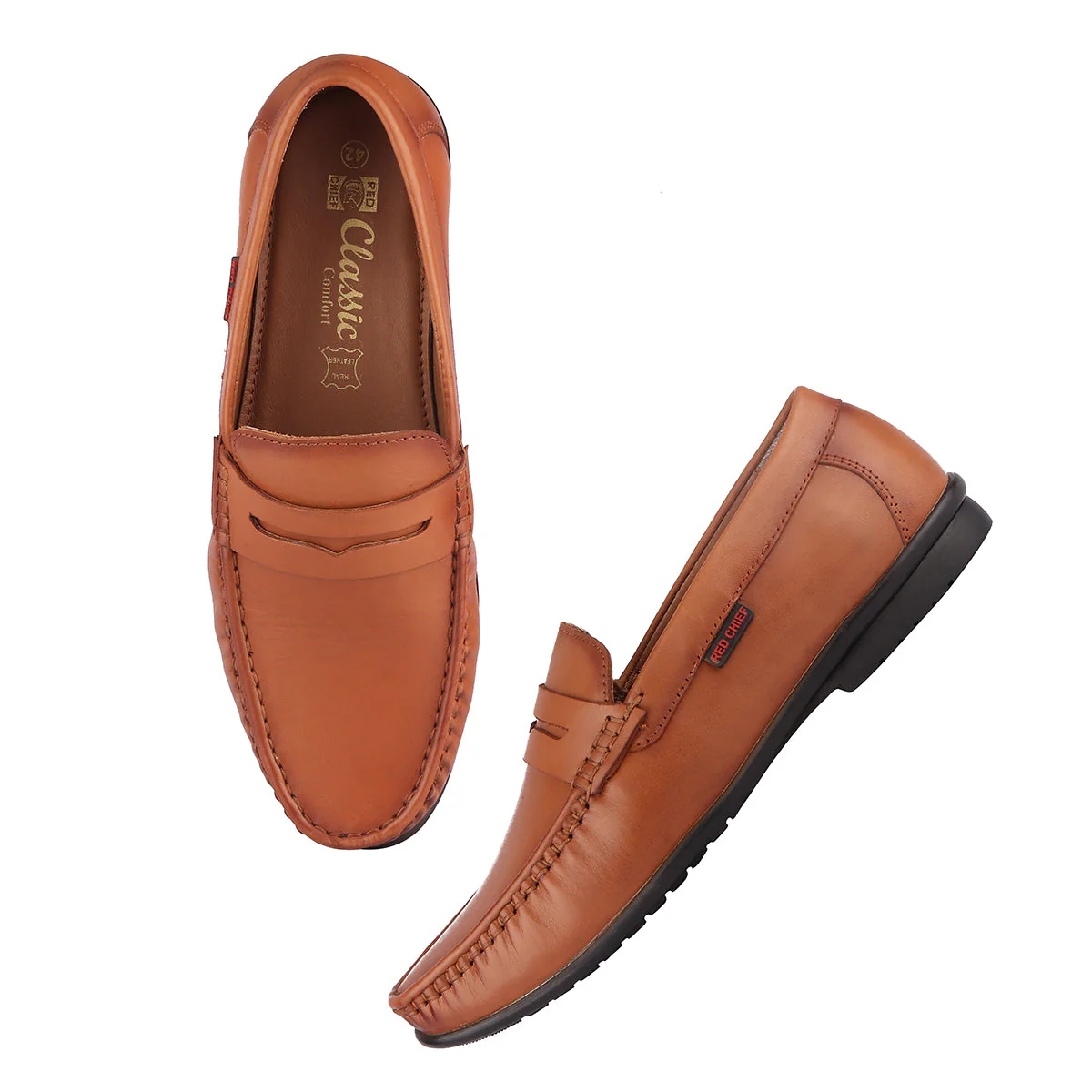 Red Chief Tan Formal Loafer Shoes for Men RC3749 006 - Image 4
