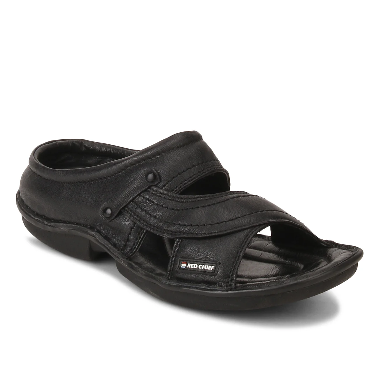 Red Chief Black Slipper for Men RC0248 001 - Image 4