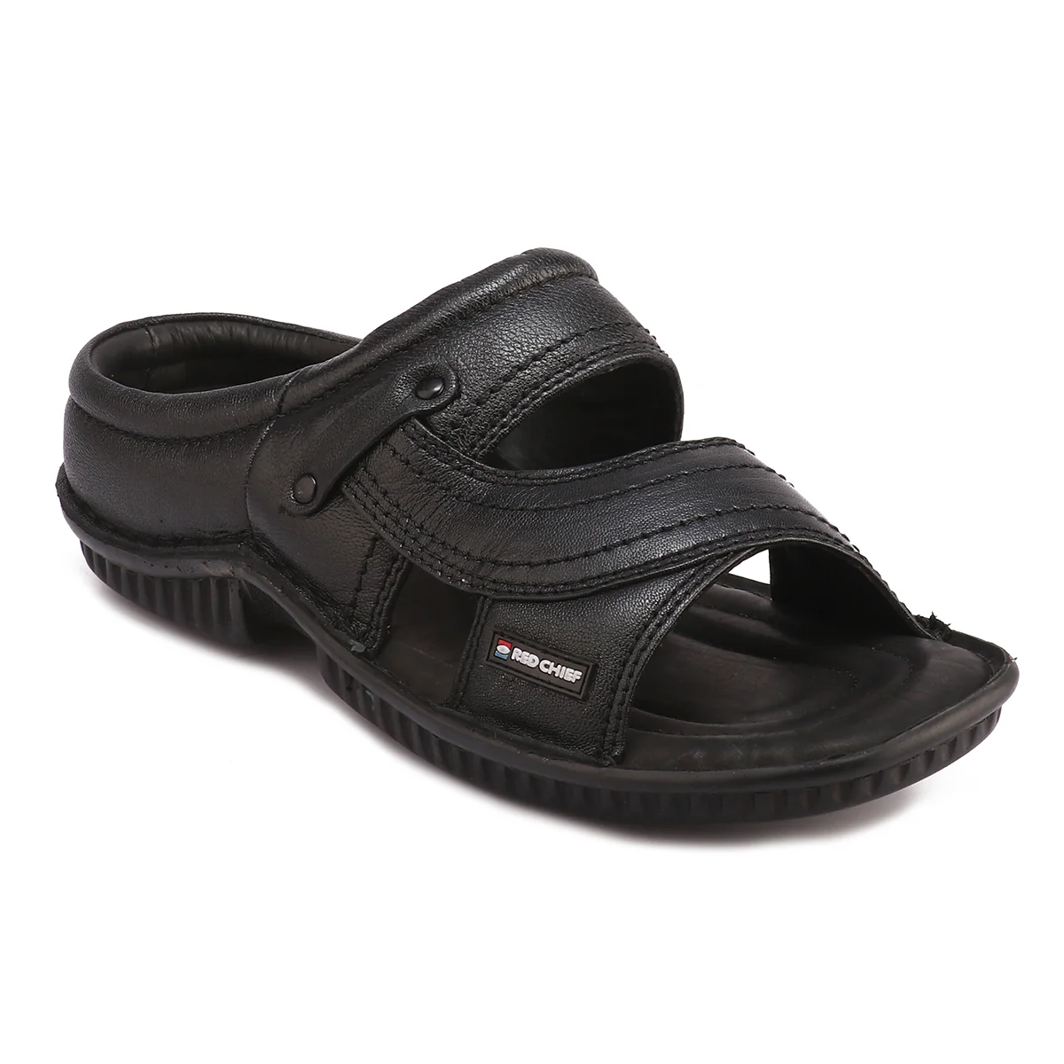 Red Chief Black Slipper for Men RC248N 001 - Image 6