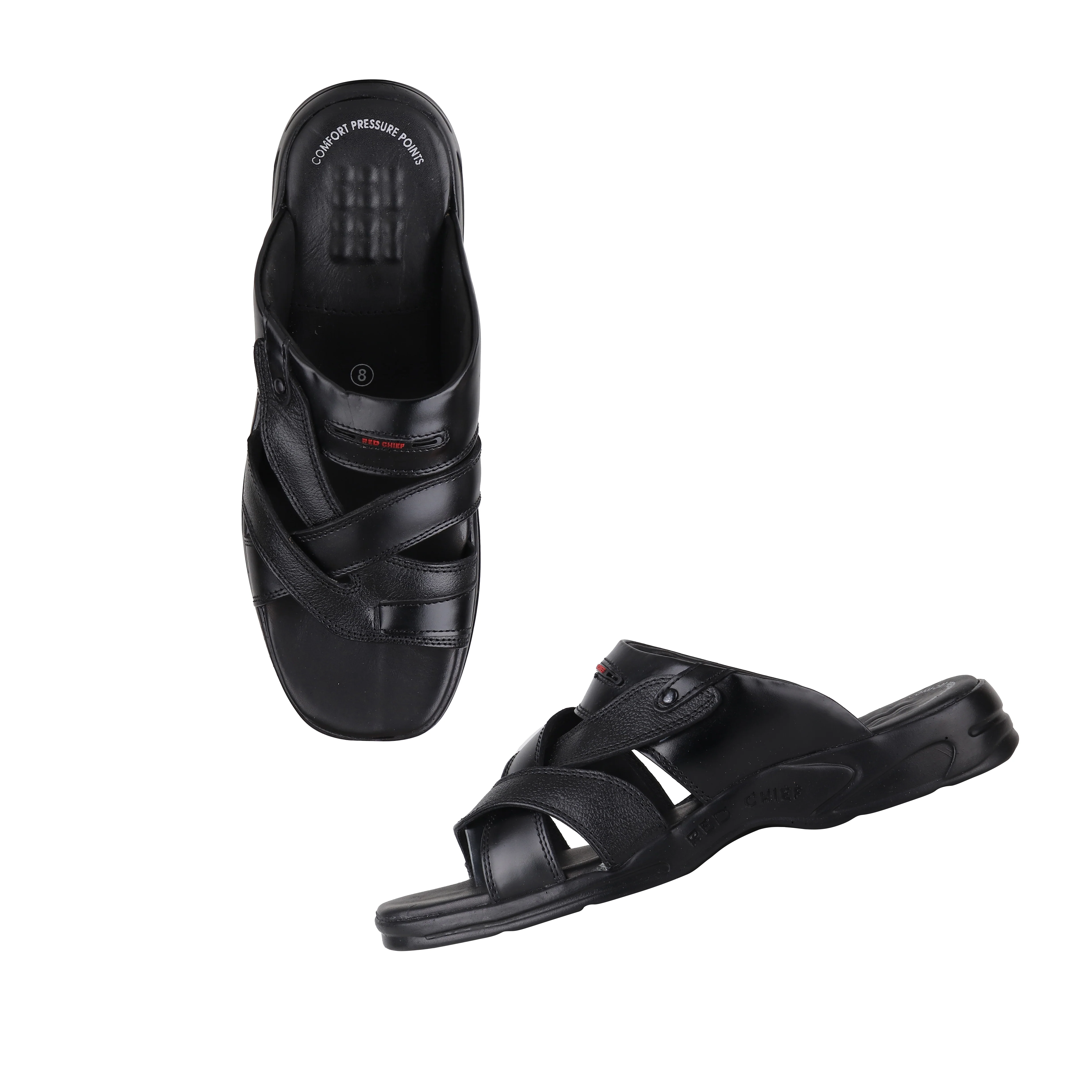 Red Chief Black Slipper for Men RC593 001 - Image 2