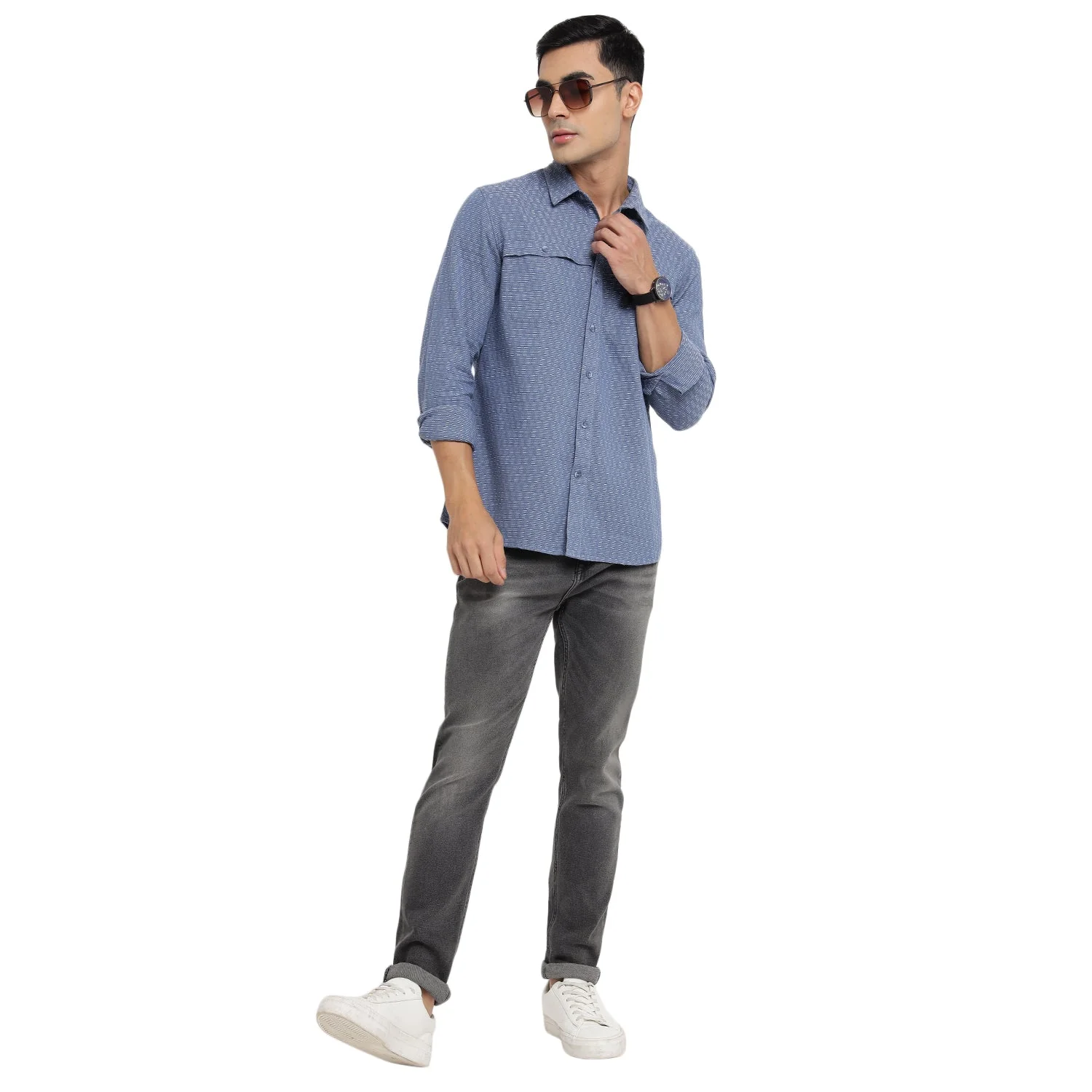 Red Chief Blue/White Casual Shirt for Men 8110652 1306 - Image 6