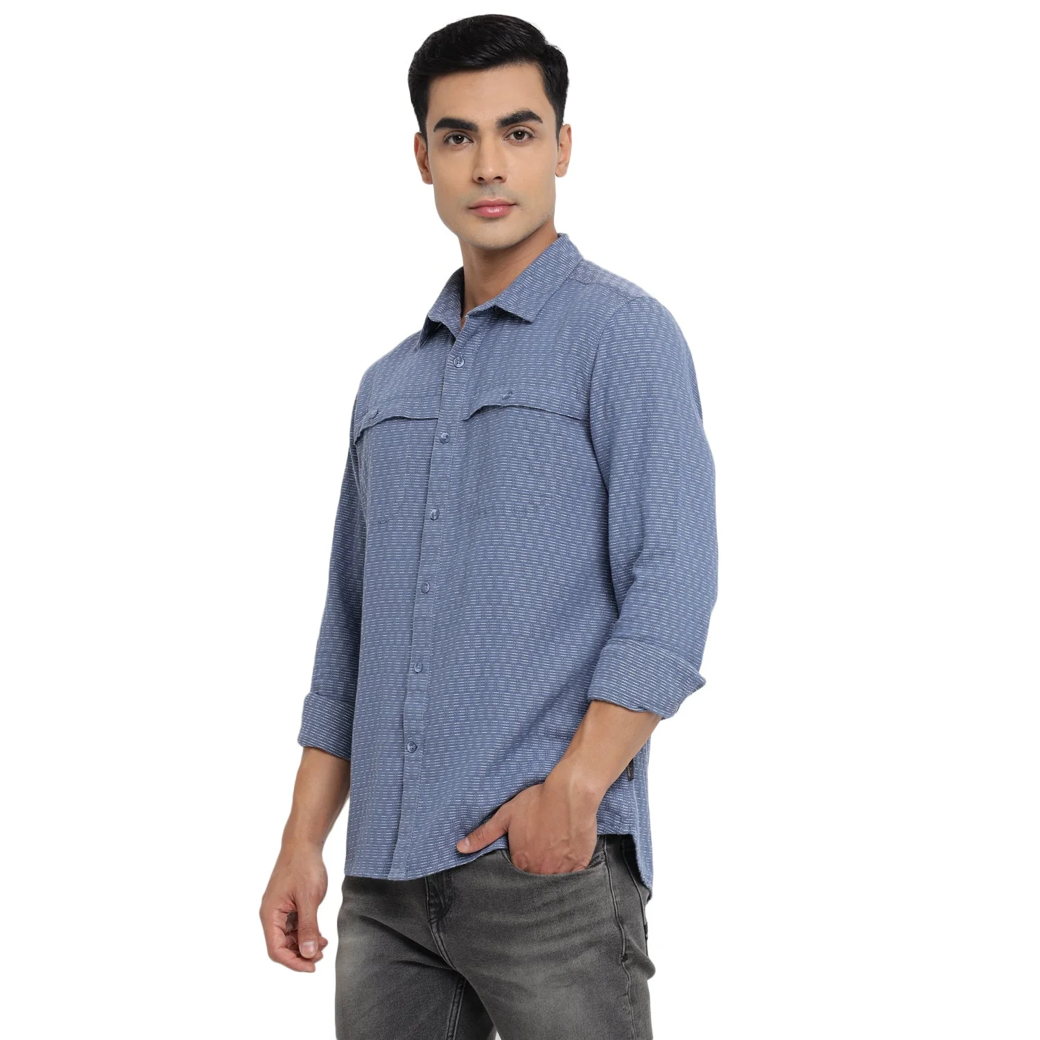 Red Chief Blue/White Casual Shirt for Men 8110652 1306 - Image 9