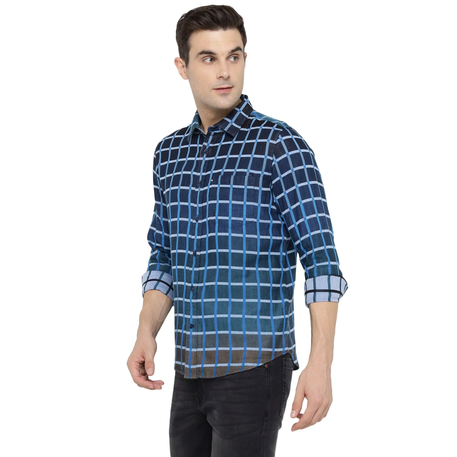 Red Chief Beige/Blue Casual Shirt for Men 8110654 G0033 - Image 5