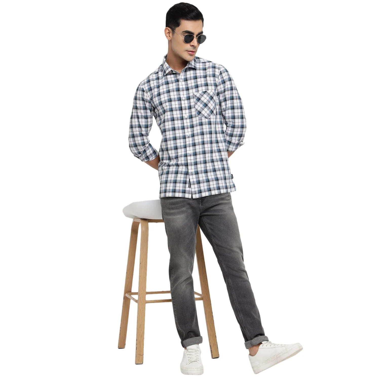 Red Chief Blue/White Casual Shirt for Men 8110655 1306 - Image 6