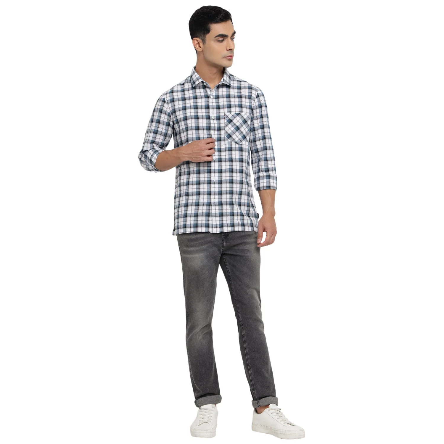 Red Chief Blue/White Casual Shirt for Men 8110655 1306 - Image 7