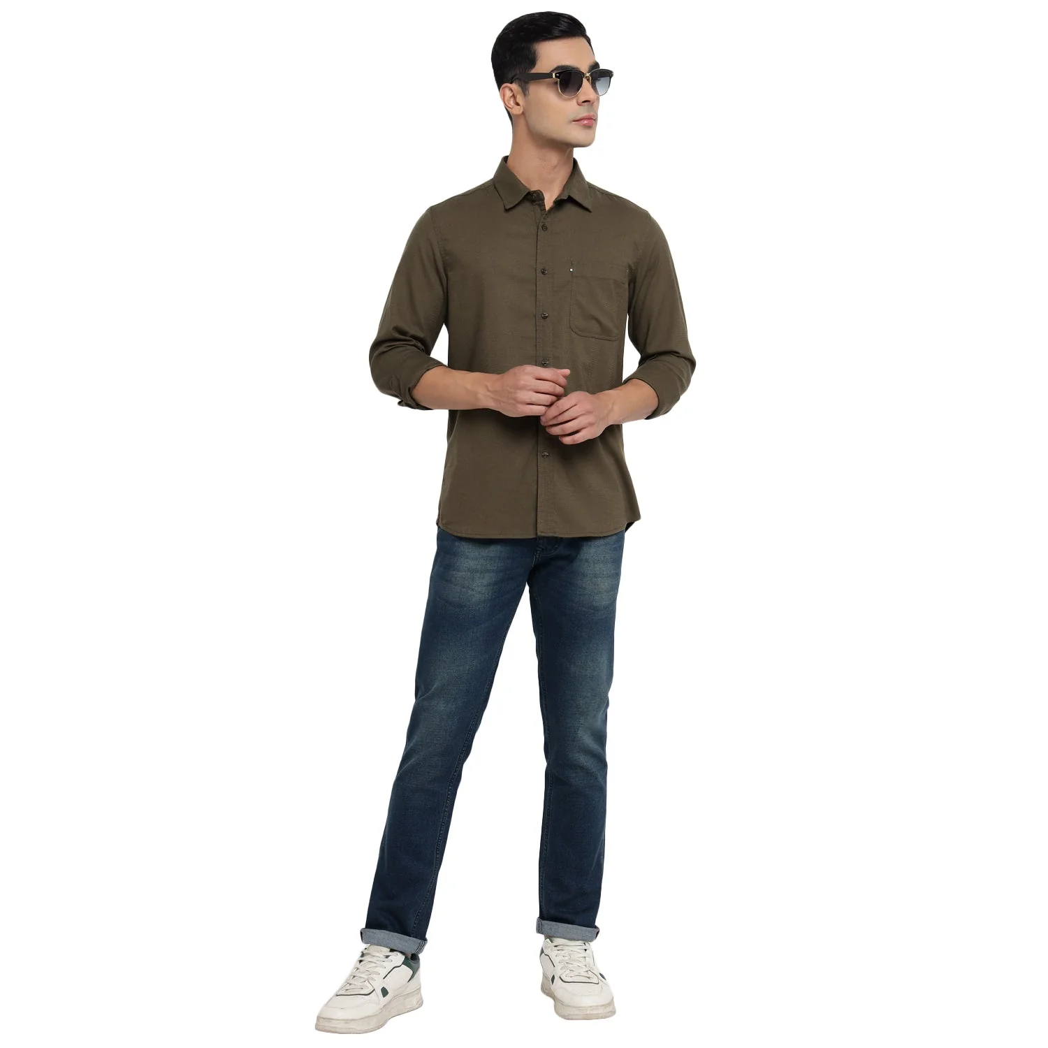 Red Chief Olive Casual Shirt for Men 8110658 124 - Image 2