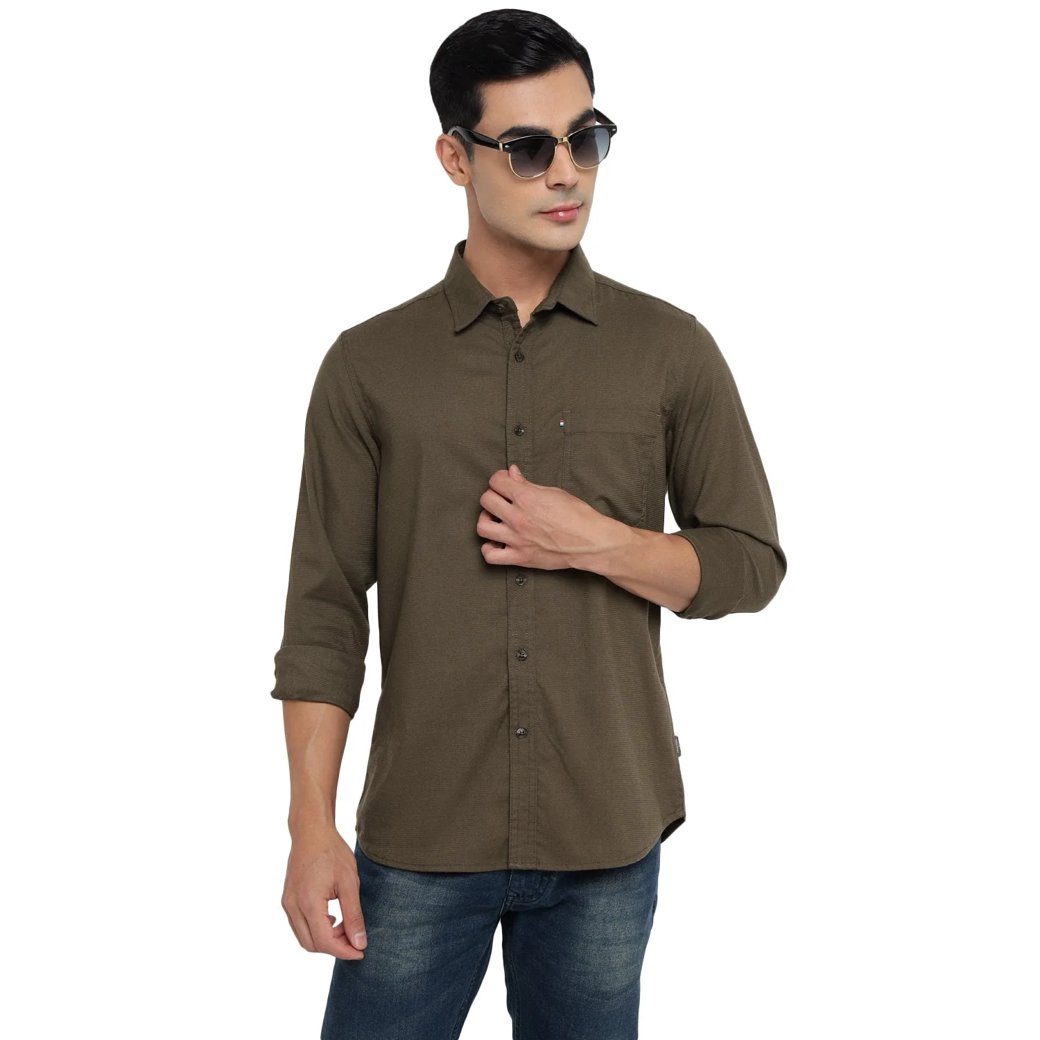 Red Chief Olive Casual Shirt for Men 8110658 124 - Image 9