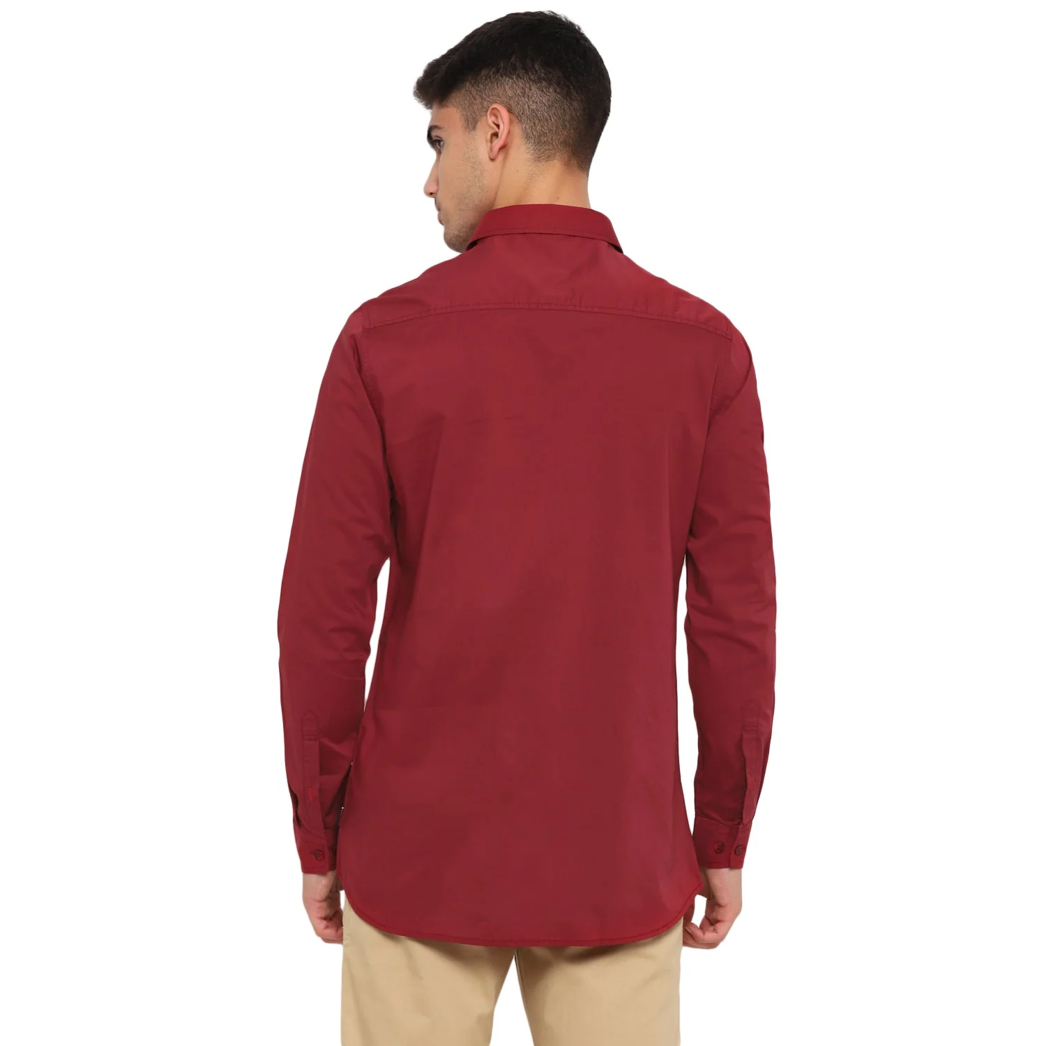 Red Chief Maroon Solid Casual Shirt for Men O-8110069 376 - Image 4