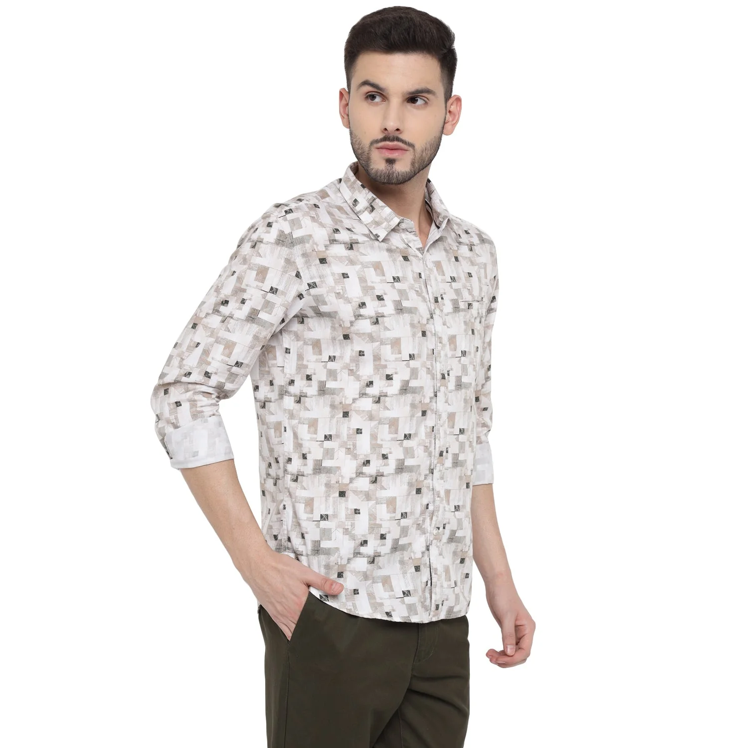 Red Chief Peach/White Casual Shirt for Men O-8110084 G0054 - Image 2