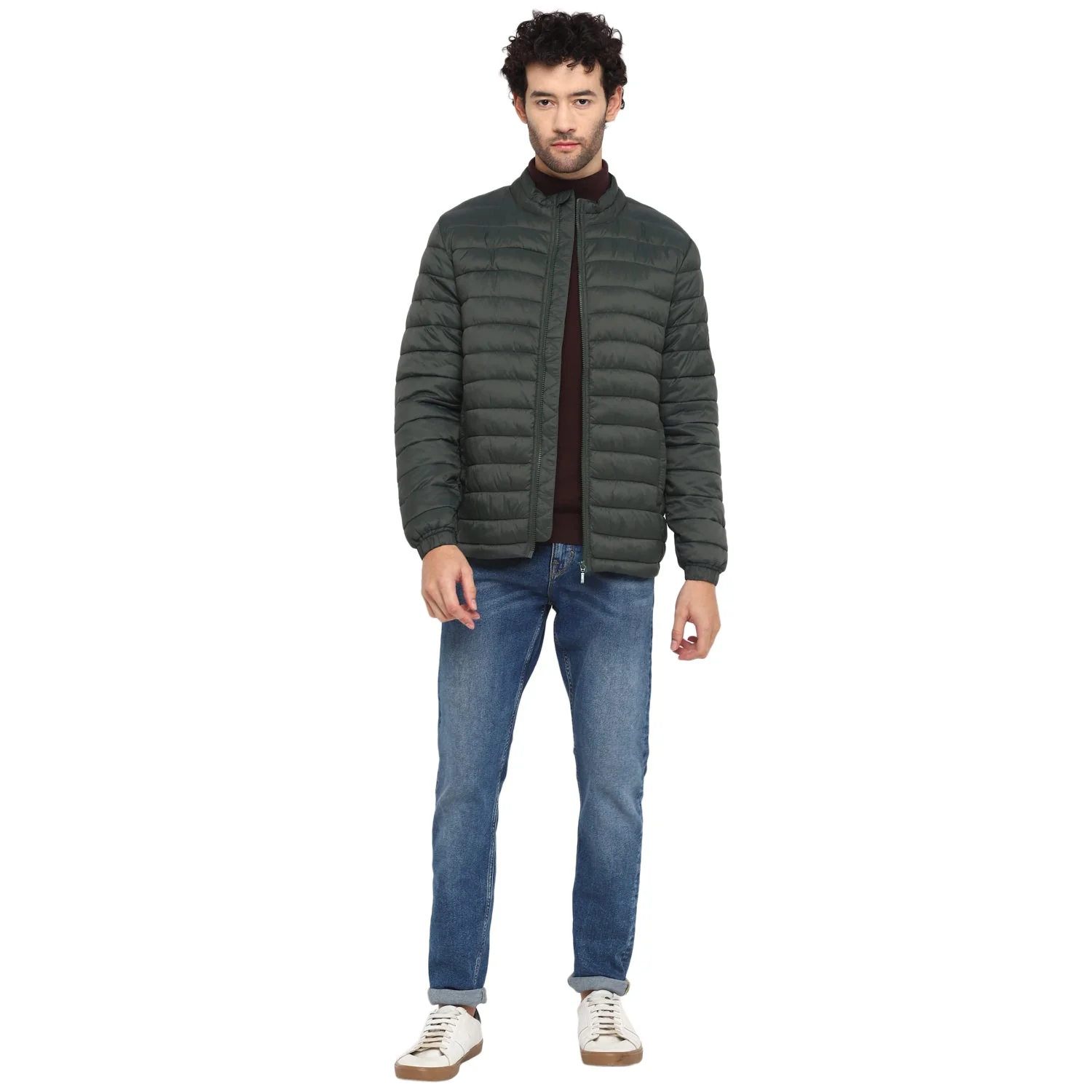 Red Chief Olive Solid Jacket for Men 8310165 124 - Image 2