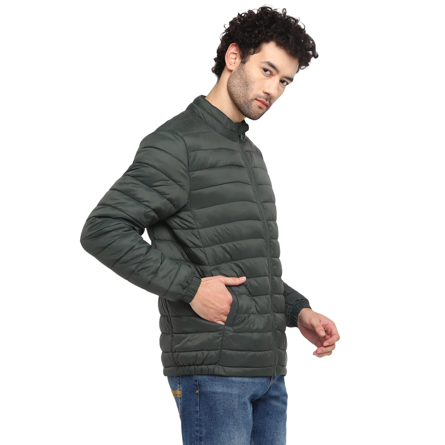 Red Chief Olive Solid Jacket for Men 8310165 124 - Image 6