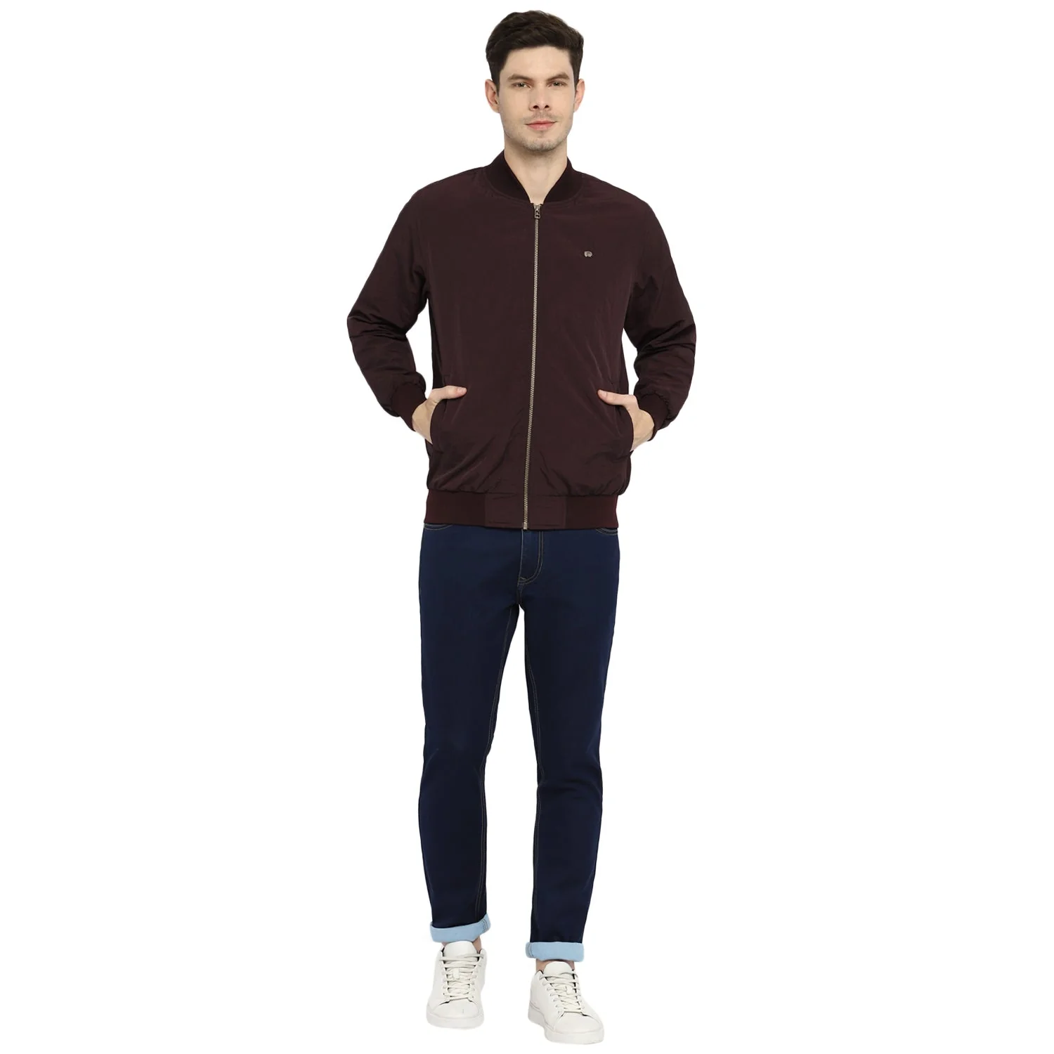 Red Chief Maroon Solid Jacket for Men 8310168 376 - Image 2