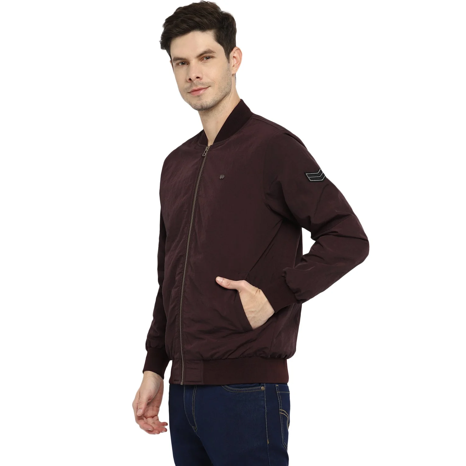 Red Chief Maroon Solid Jacket for Men 8310168 376 - Image 4