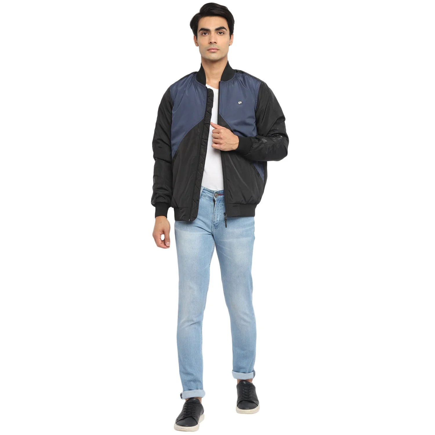 Red Chief Black/Blue Solid Jacket for Men 8310169 069 - Image 3