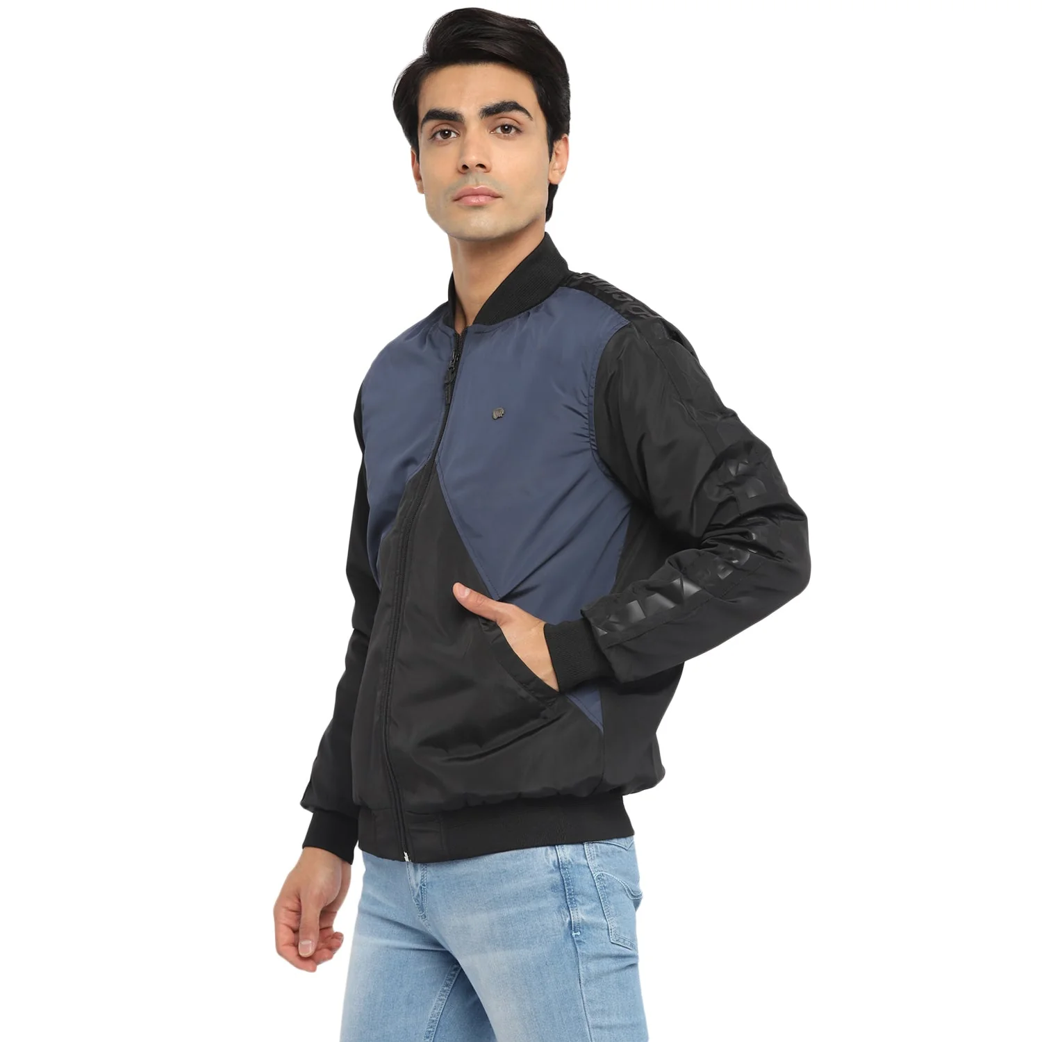 Red Chief Black/Blue Solid Jacket for Men 8310169 069 - Image 5