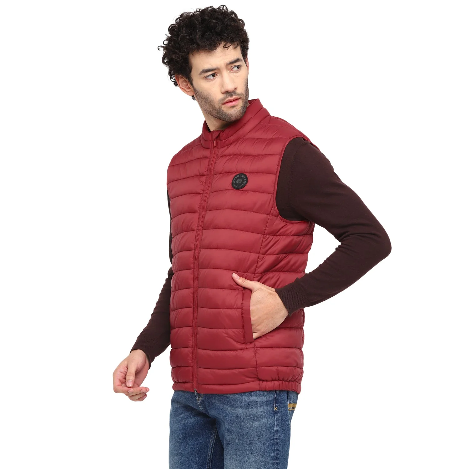 Red Chief Maroon Solid Jacket for Men 8310189 376 - Image 5