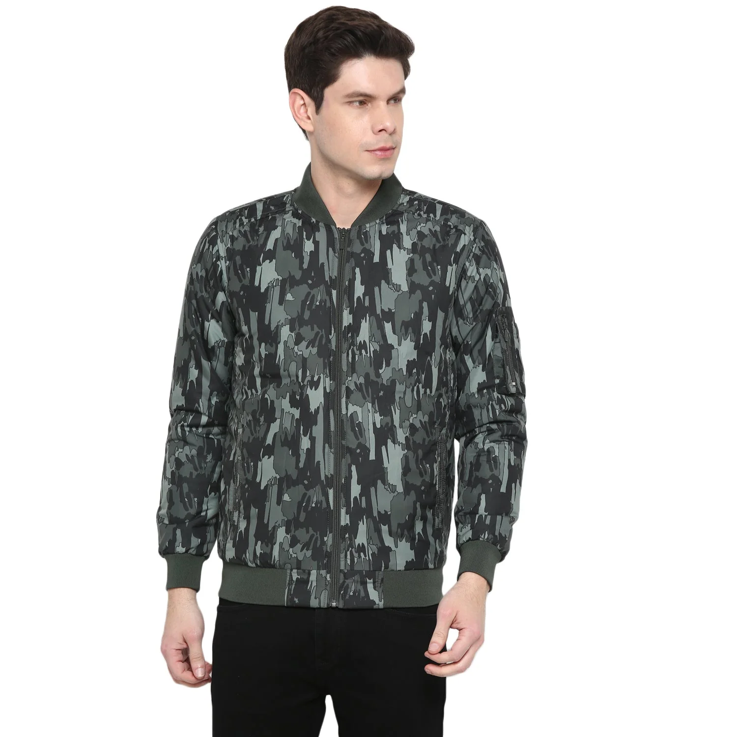 Red Chief Olive Printed Jacket for Men O8310011 124