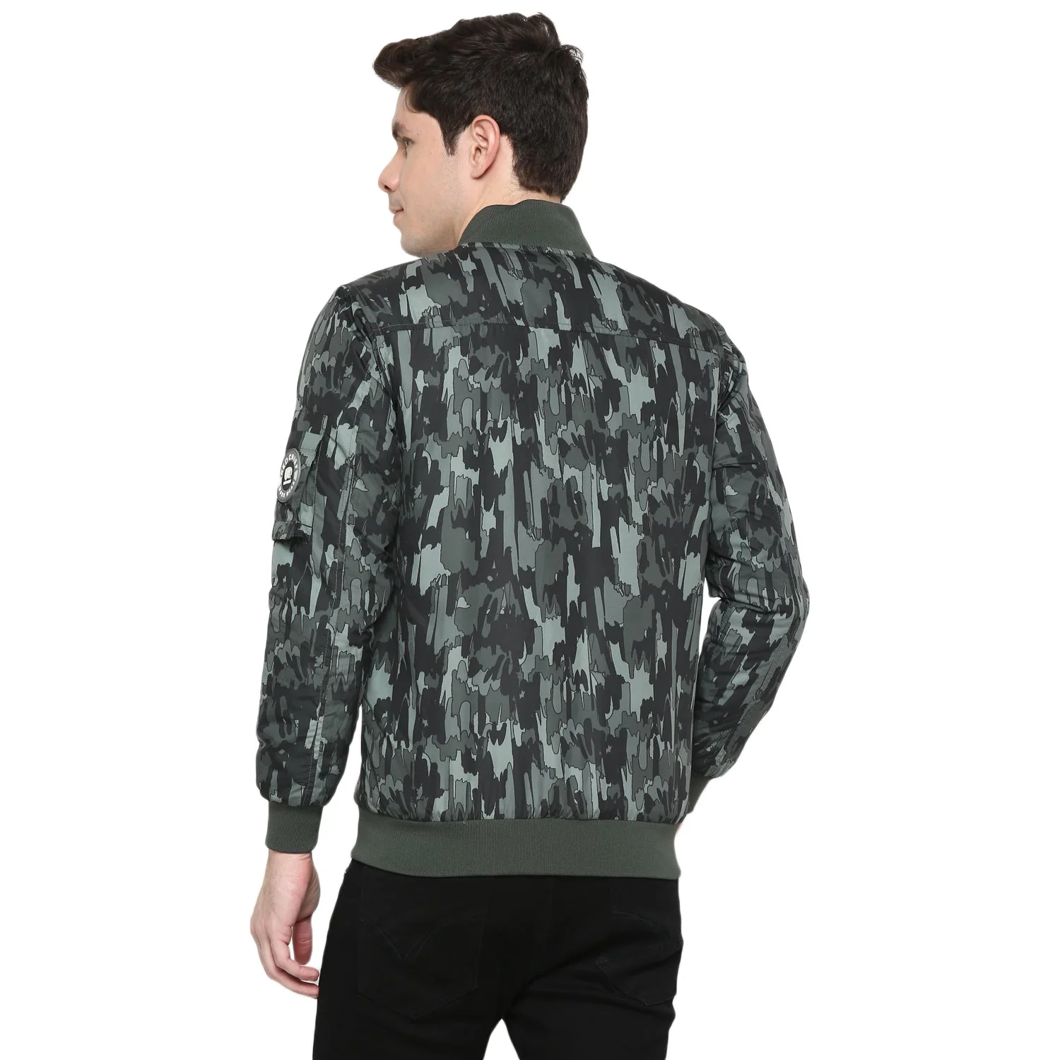 Red Chief Olive Printed Jacket for Men O8310011 124 - Image 4