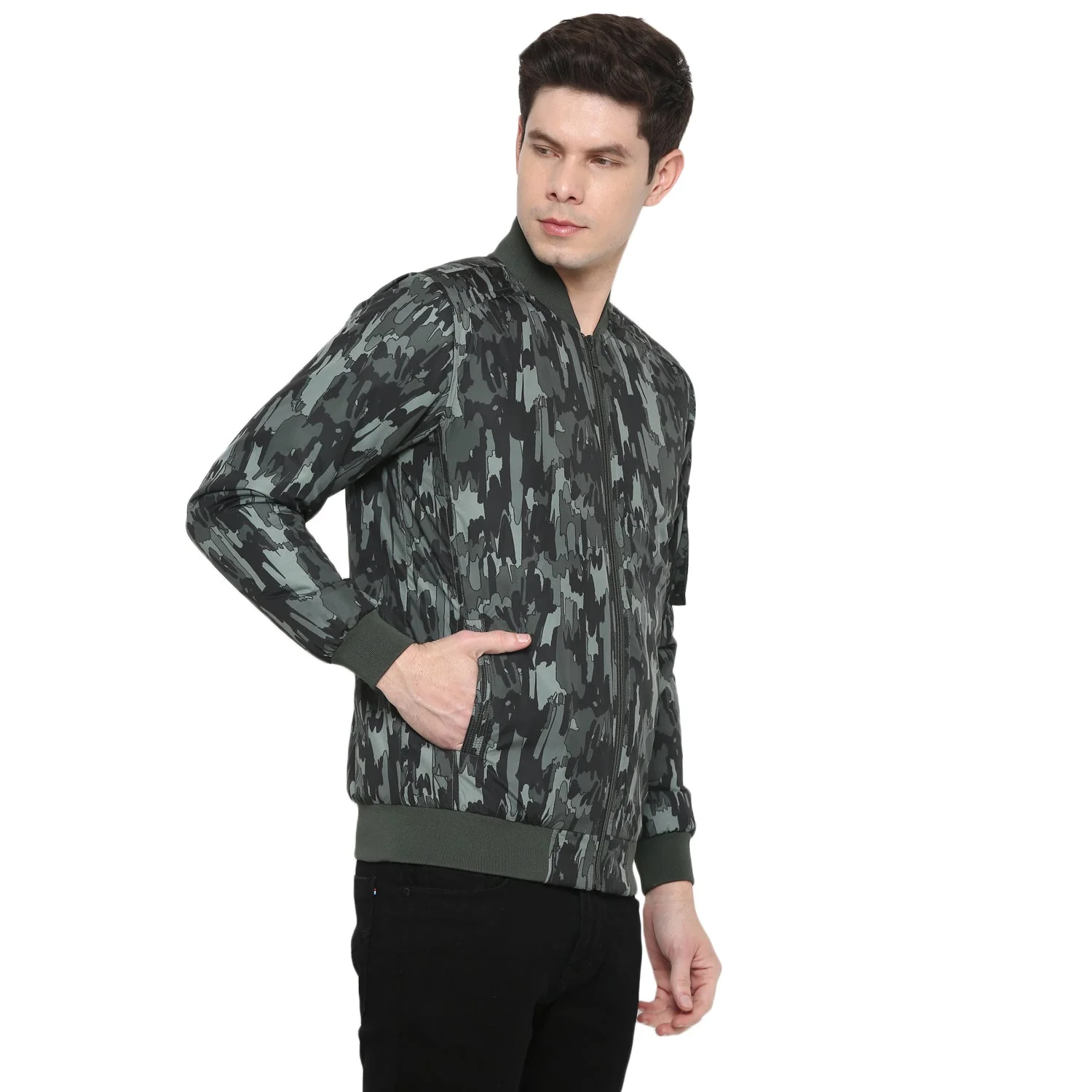Red Chief Olive Printed Jacket for Men O8310011 124 - Image 6