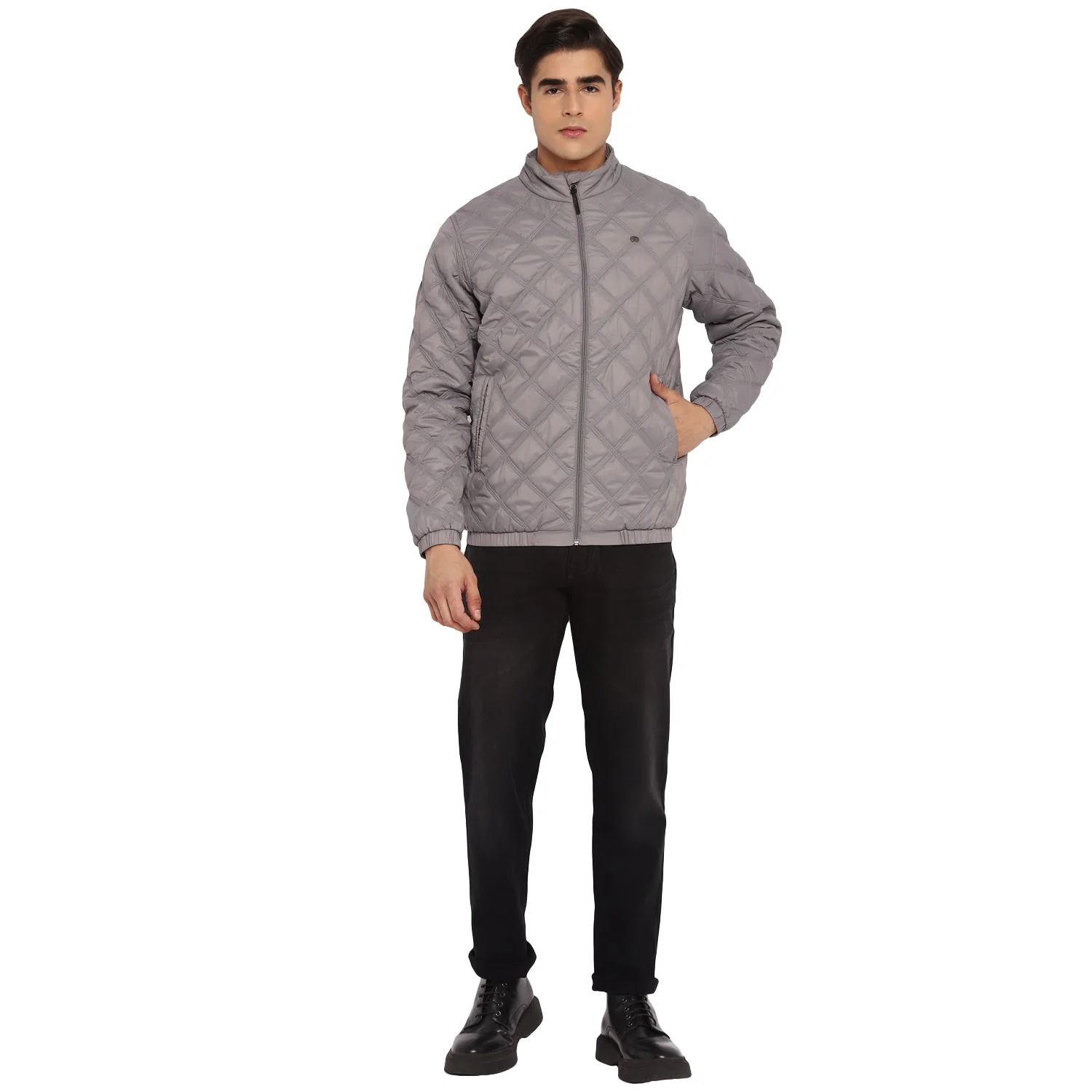 Red Chief Gray Solid Jacket for Men O8310034 005 - Image 3