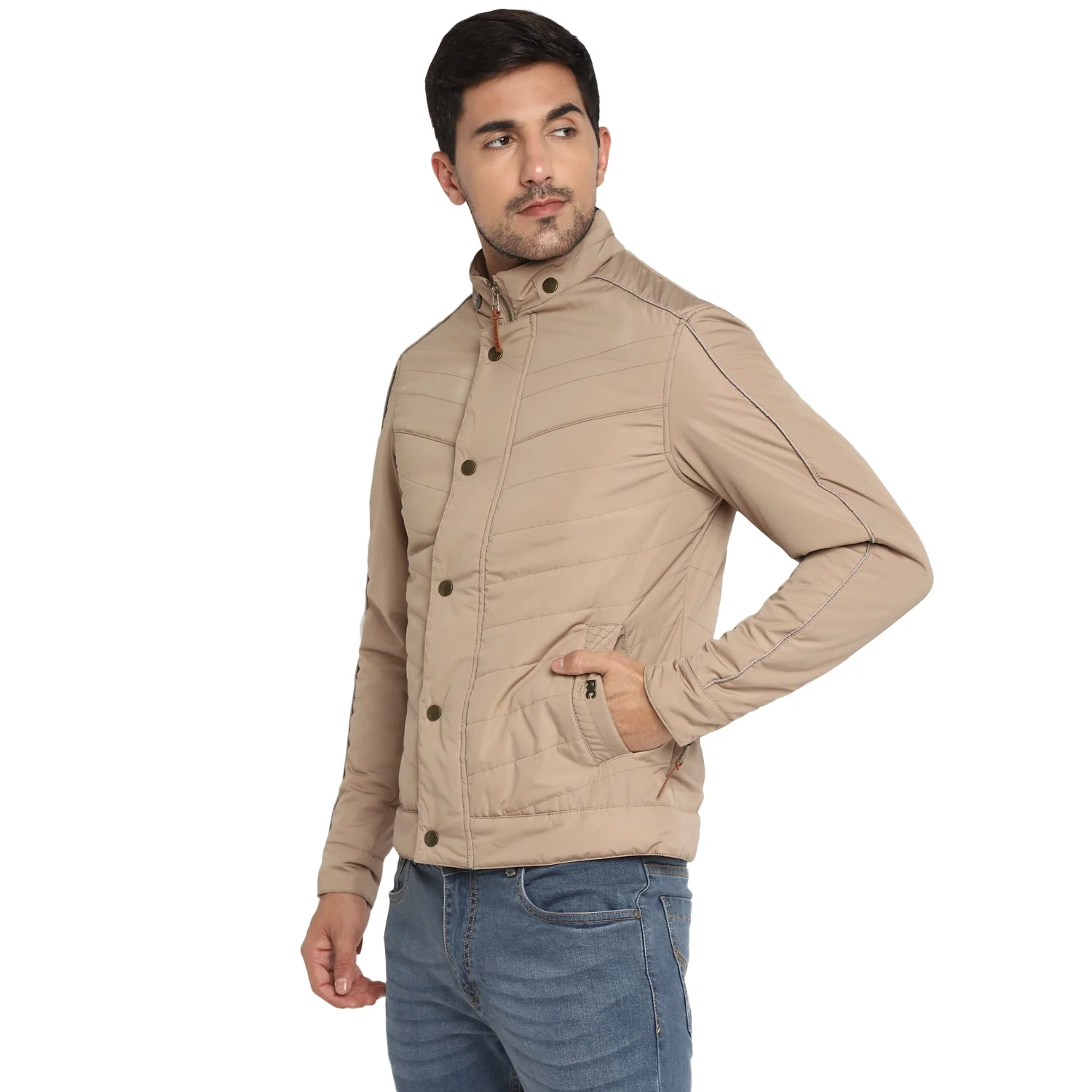 Red Chief Beige Solid Jacket for Men O8310040 026 - Image 5