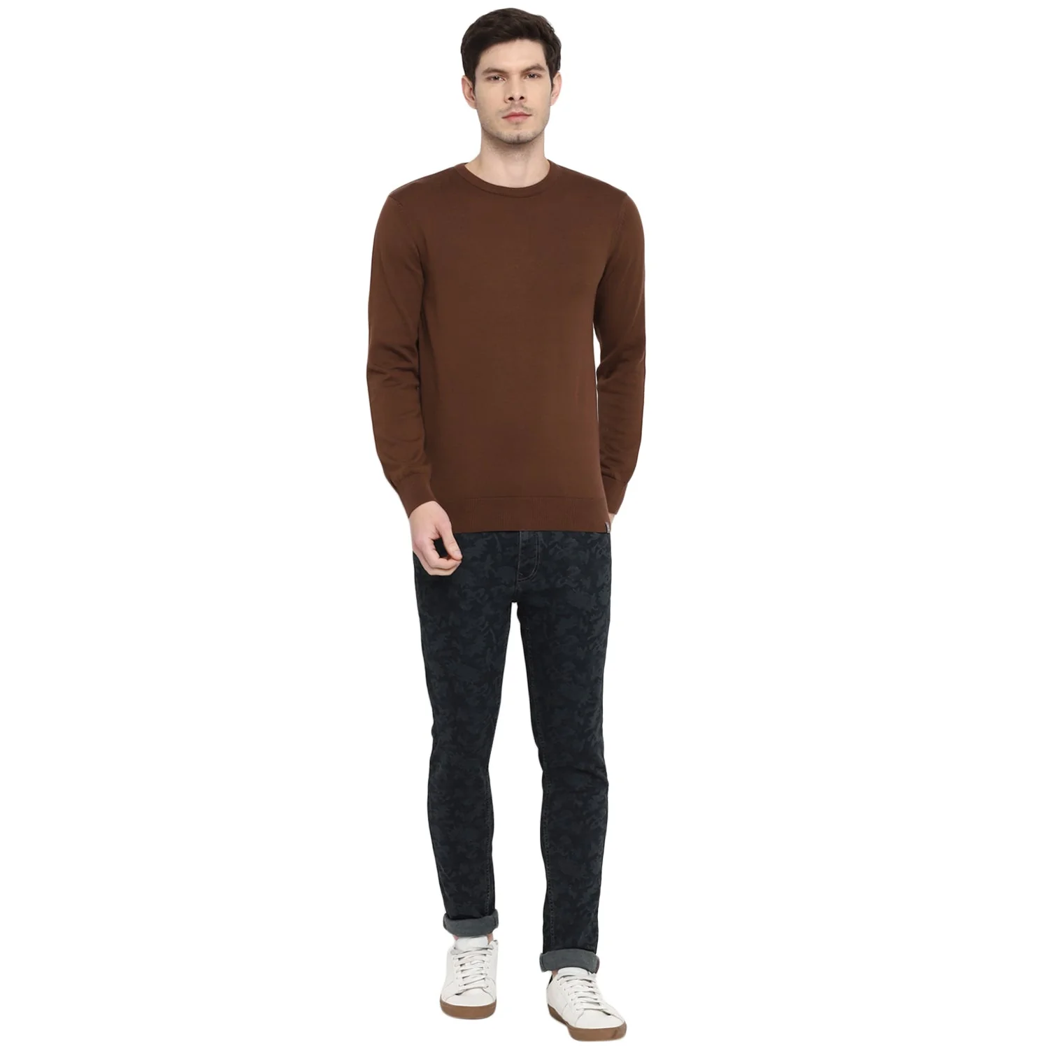 Red Chief Brown Solid Sweater for Men 8410203 003 - Image 3