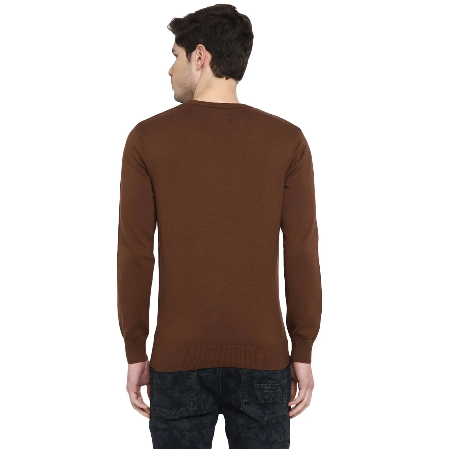 Red Chief Brown Solid Sweater for Men 8410203 003 - Image 4