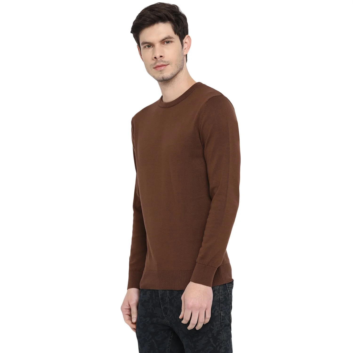 Red Chief Brown Solid Sweater for Men 8410203 003 - Image 5