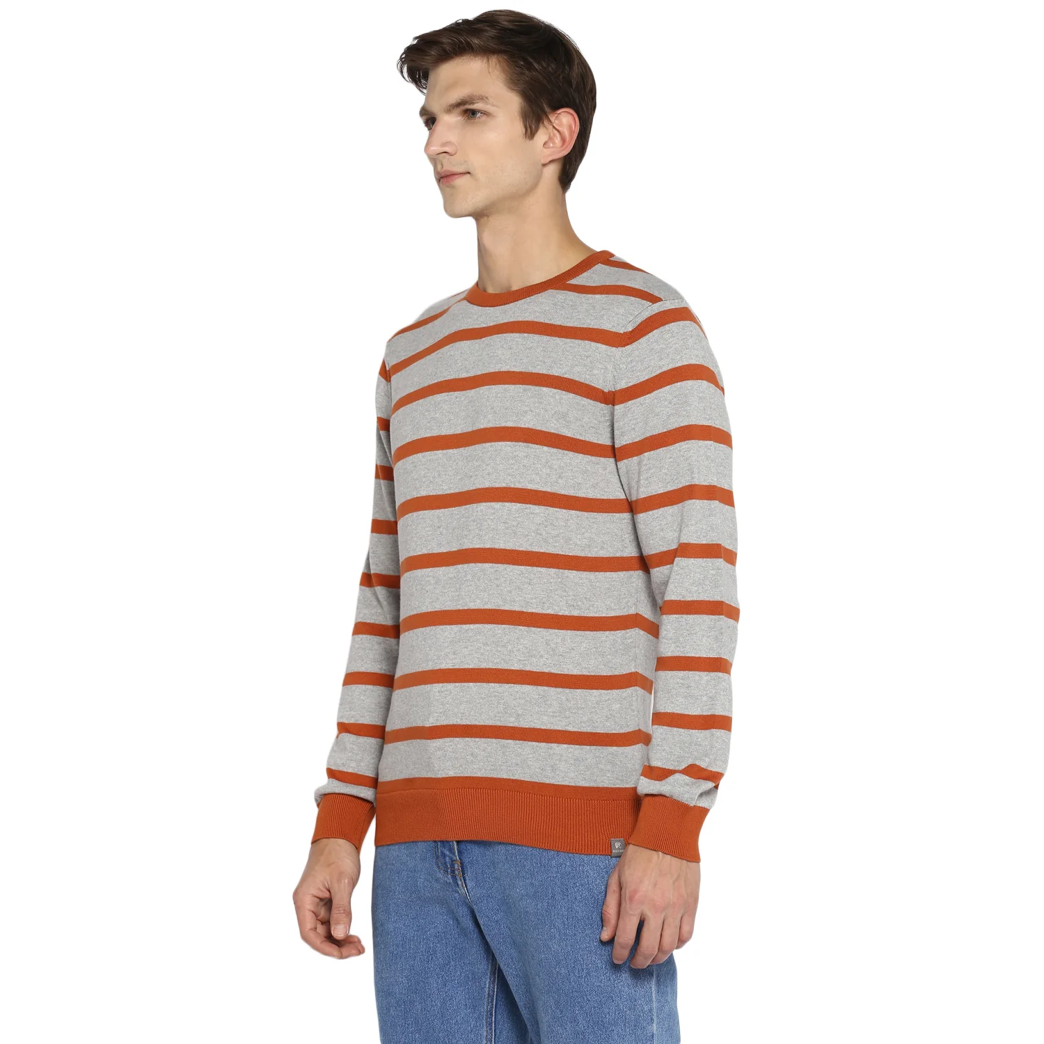 Red Chief Gray/Orange Stripper Sweater for Men O8410004 C638 - Image 5
