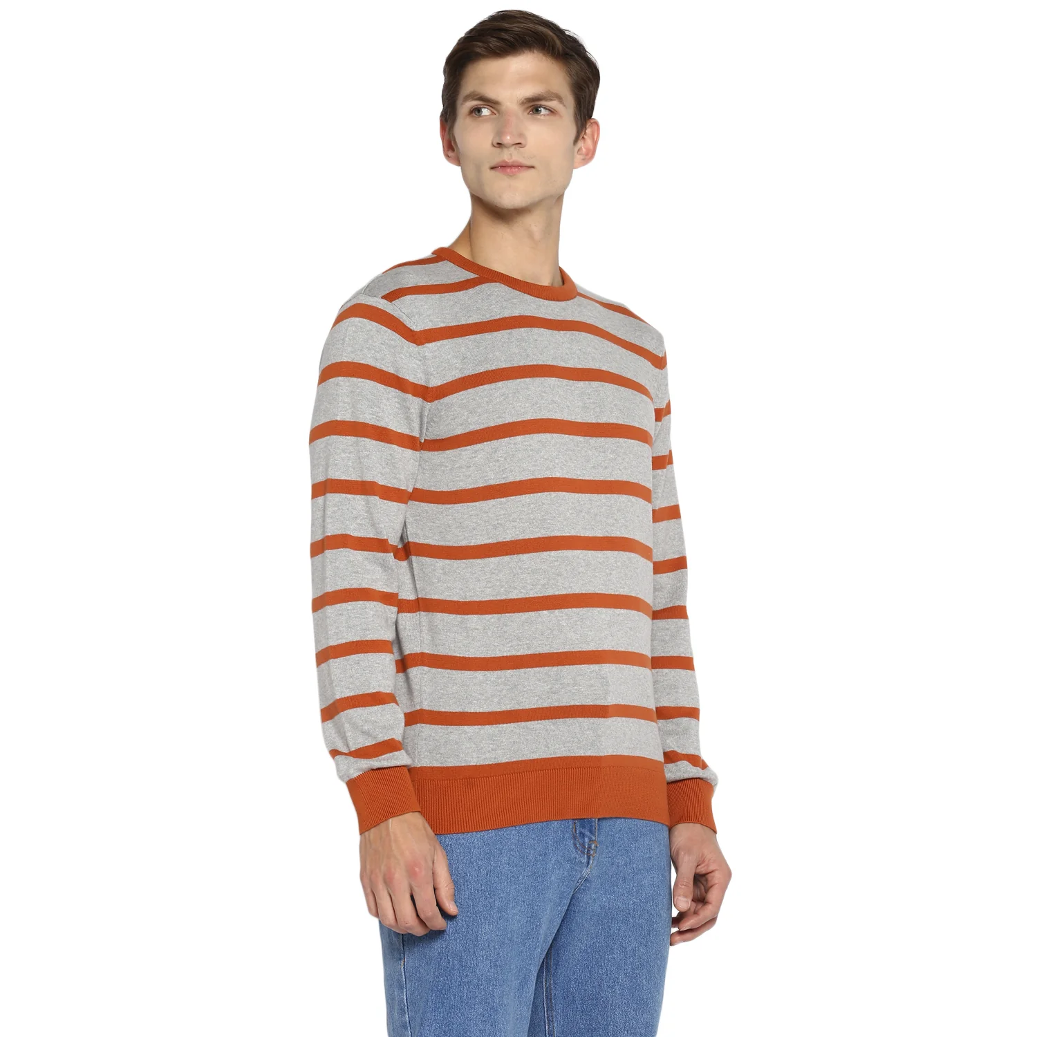Red Chief Gray/Orange Stripper Sweater for Men O8410004 C638 - Image 6