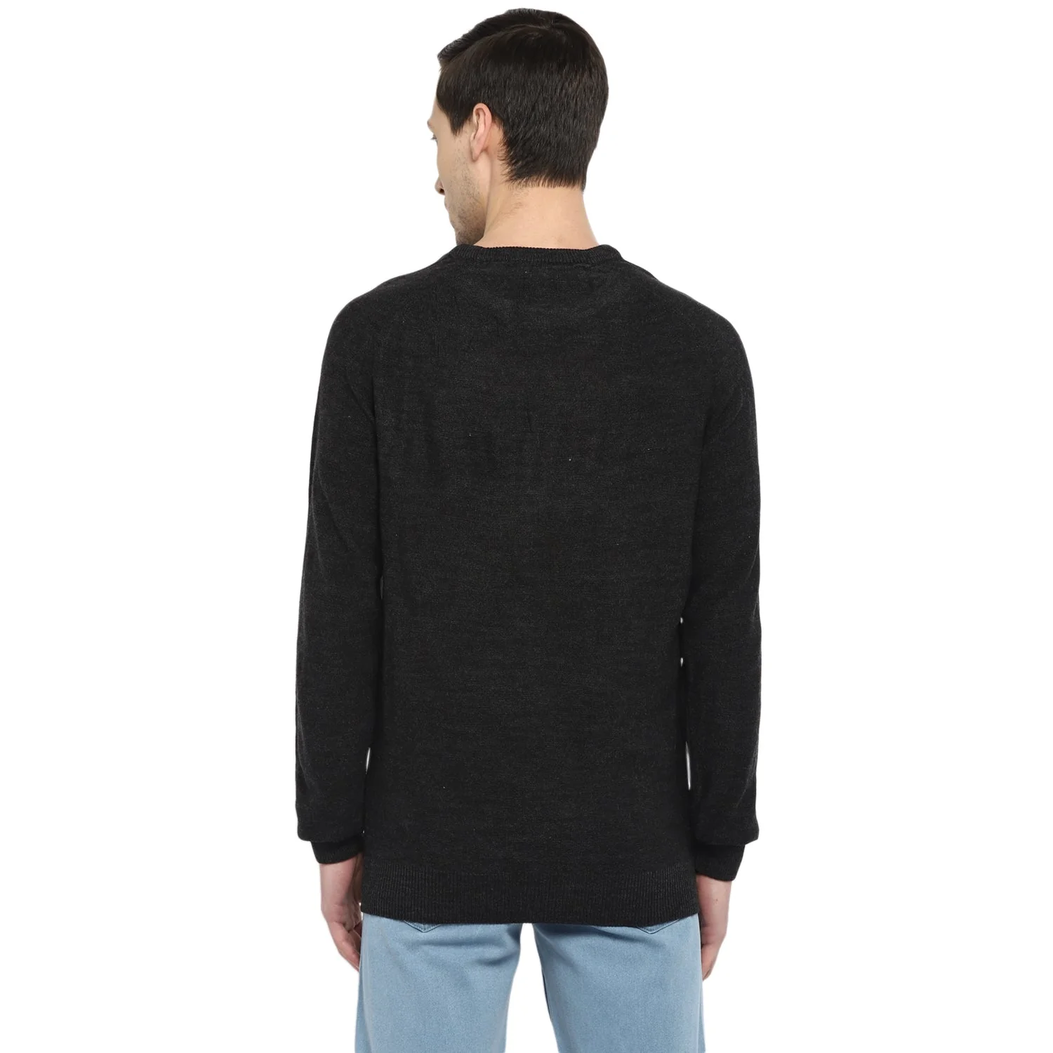 Red Chief Black Milange Solid Sweater for Men O8410008 G00177 - Image 4