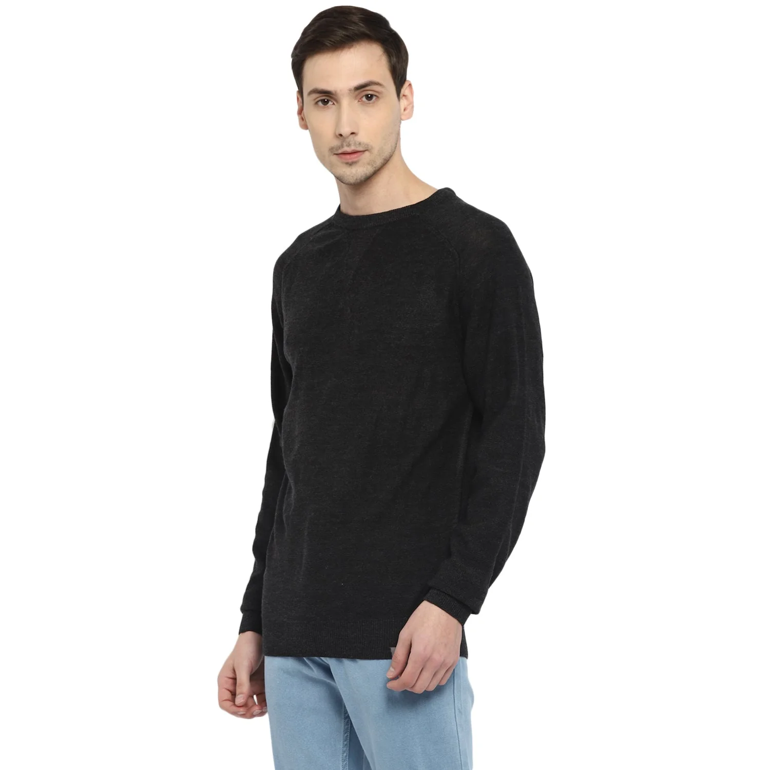 Red Chief Black Milange Solid Sweater for Men O8410008 G00177 - Image 5