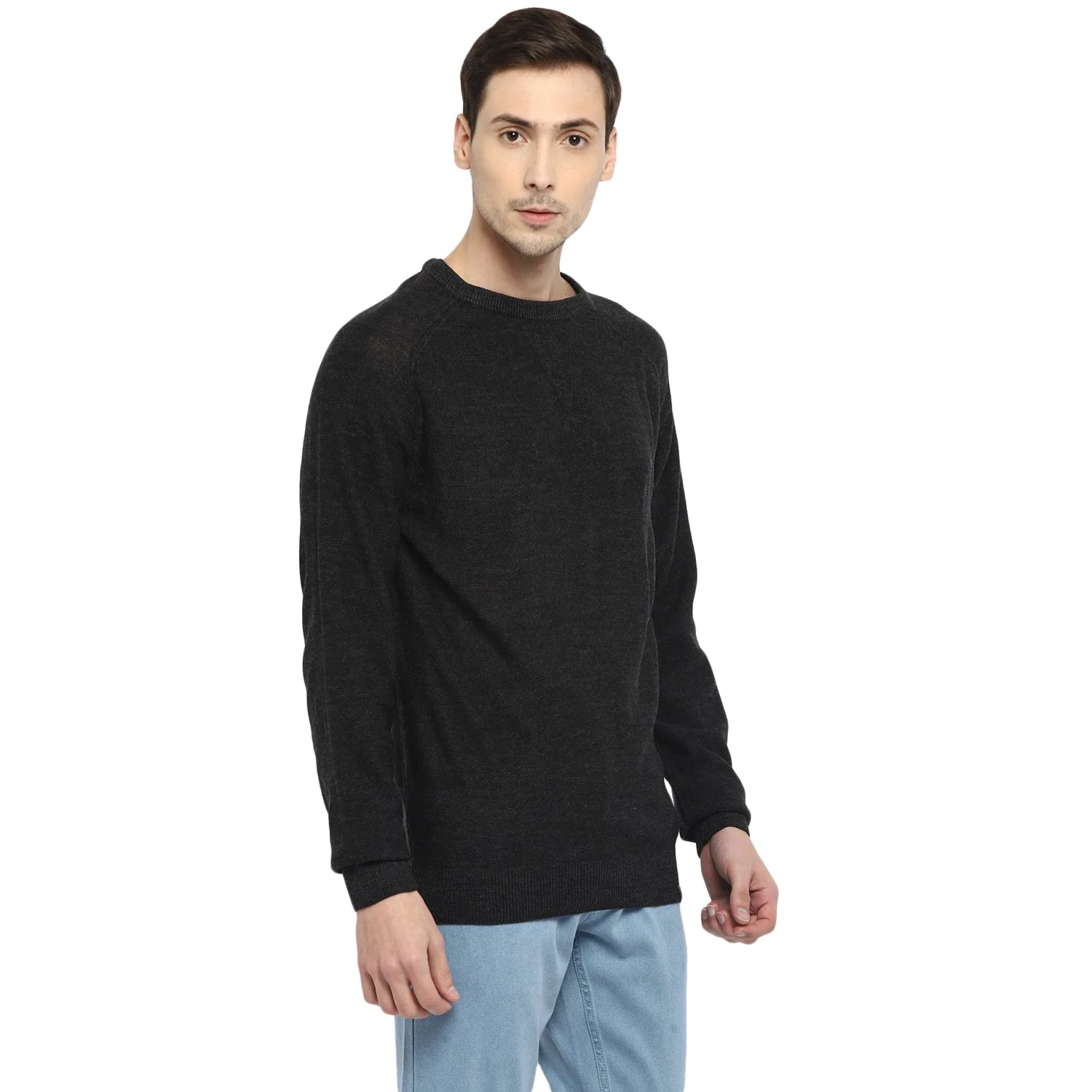 Red Chief Black Milange Solid Sweater for Men O8410008 G00177 - Image 6
