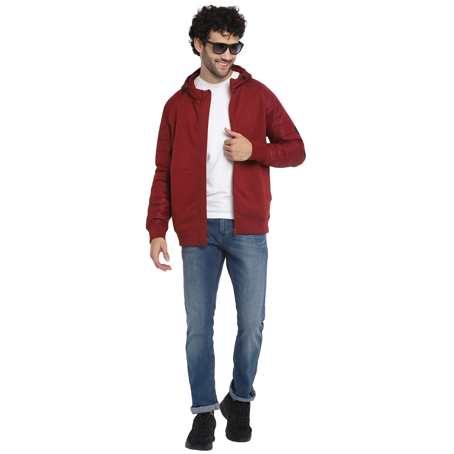 Red Chief Maroon Texture Sweatshirt for Men 8310185 376 - Image 2