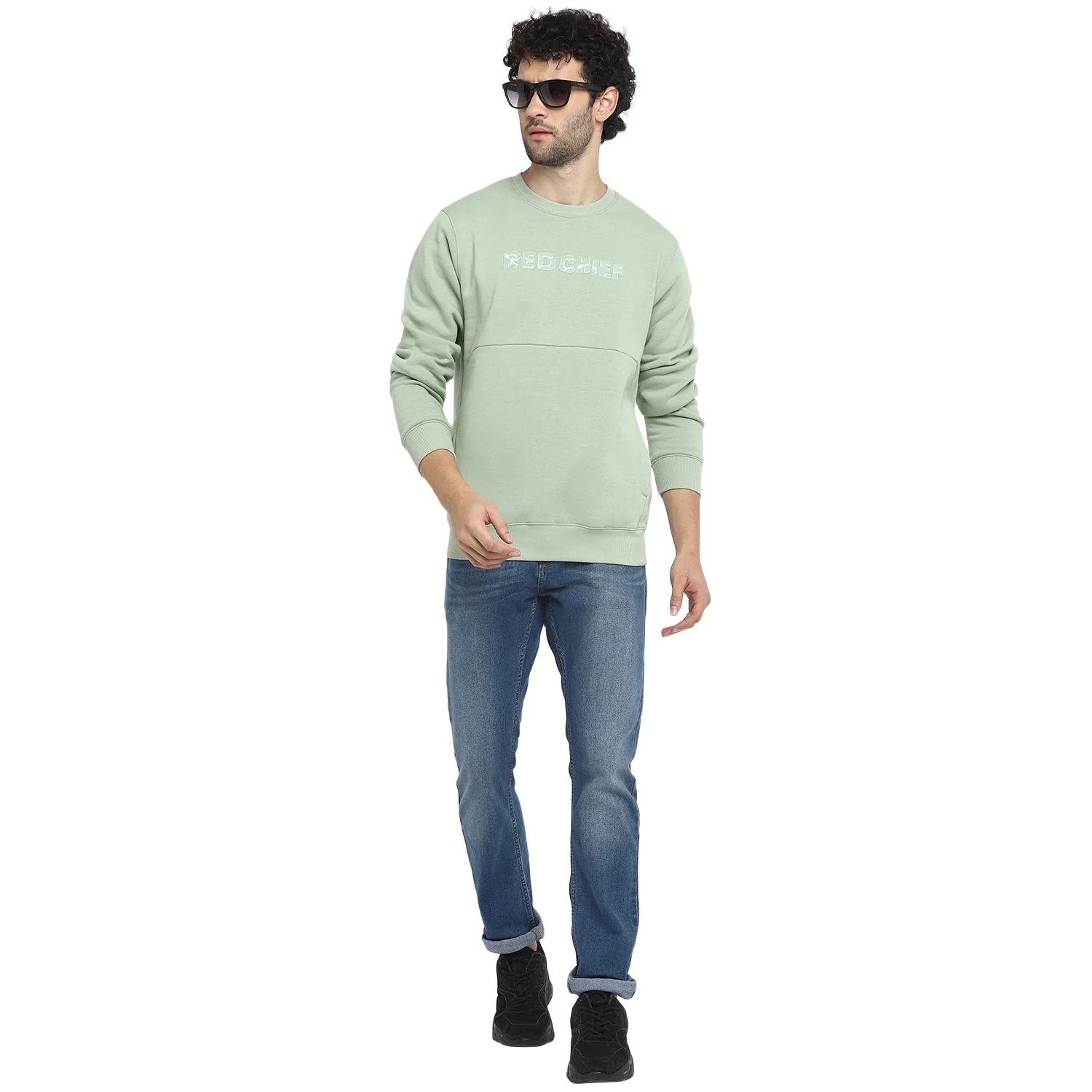 Red Chief Light Green Solid Sweatshirt for Men 8310186 024 - Image 2