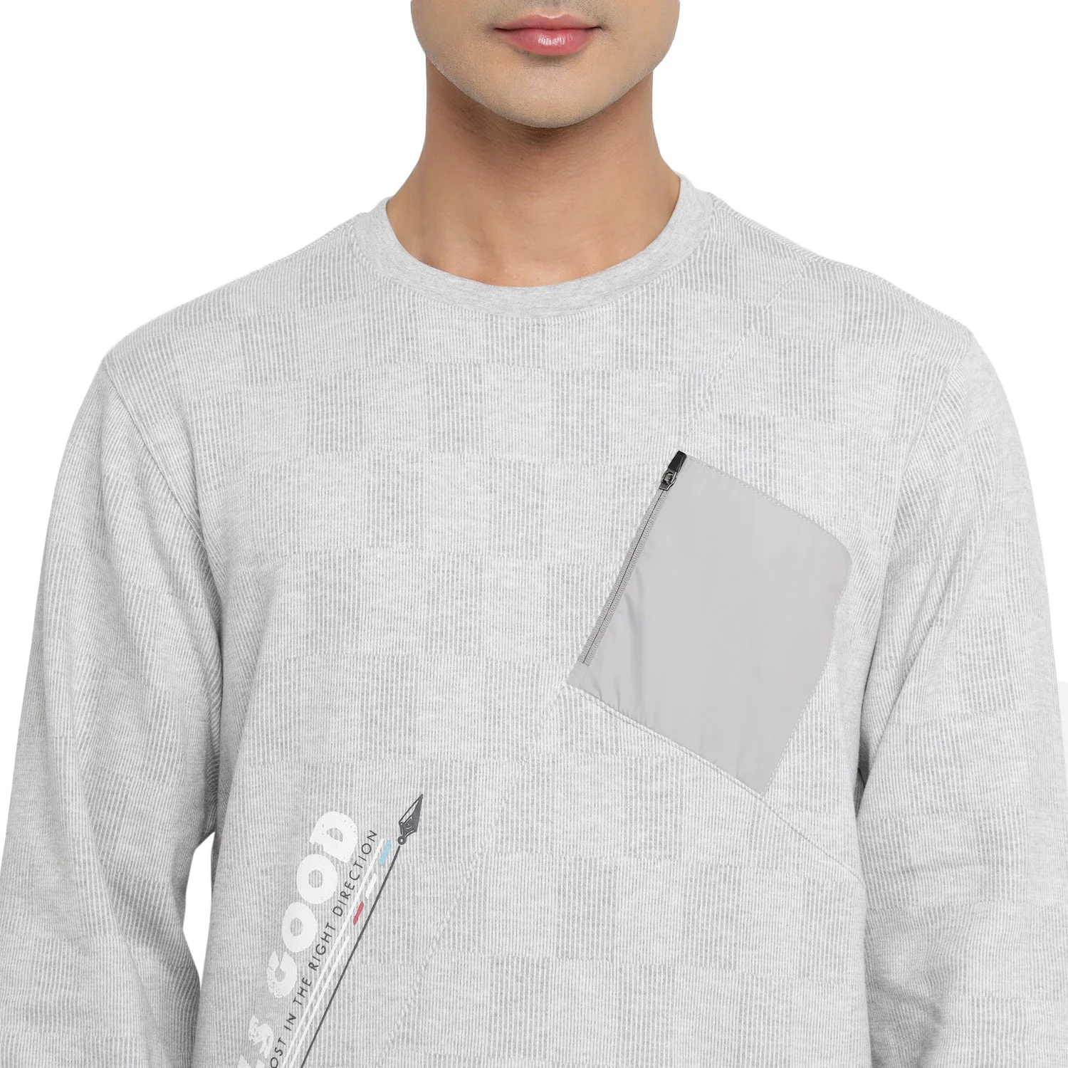 Red Chief Grey Milange Sweatshirt for Men 8310217 G00378 - Image 3