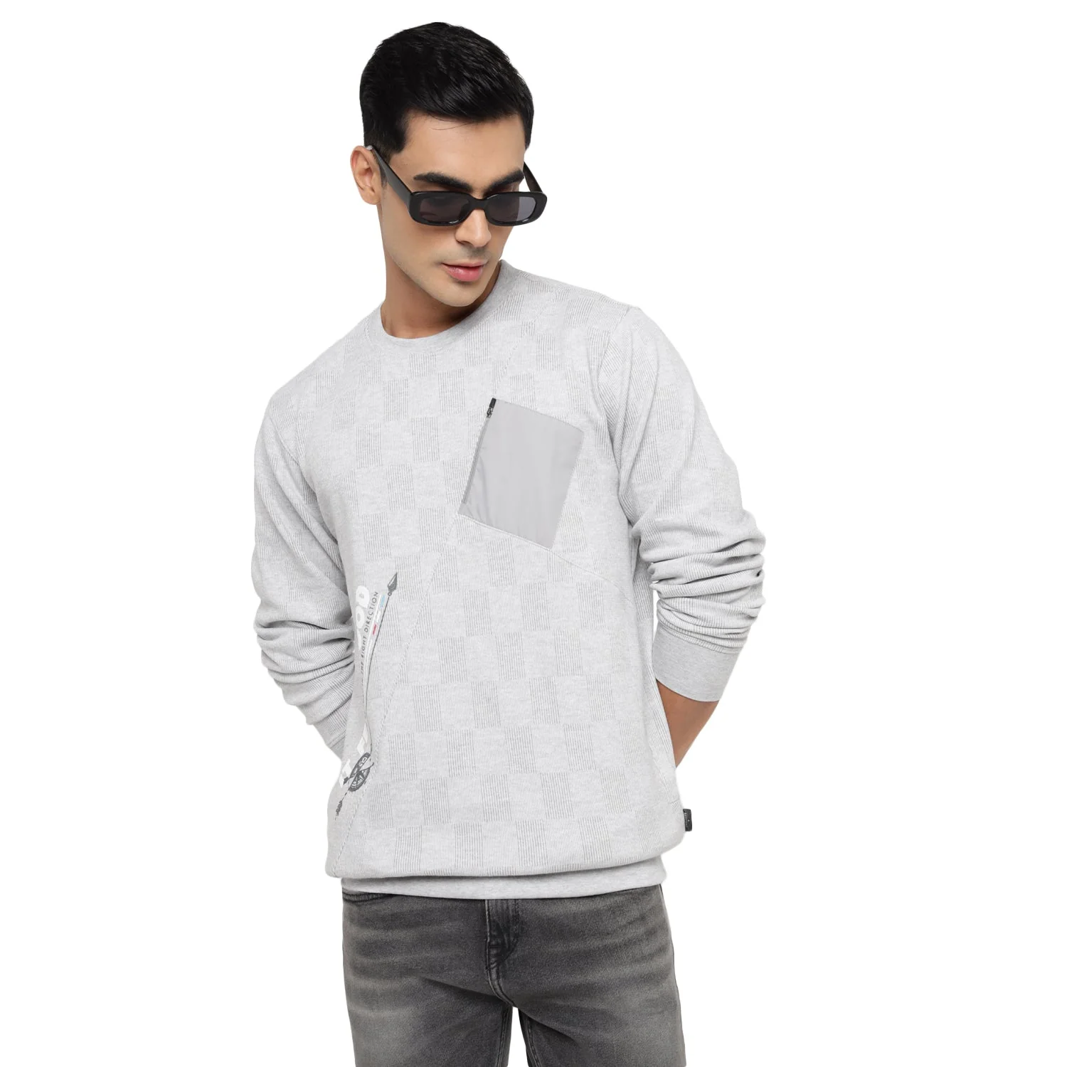 Red Chief Grey Milange Sweatshirt for Men 8310217 G00378 - Image 6