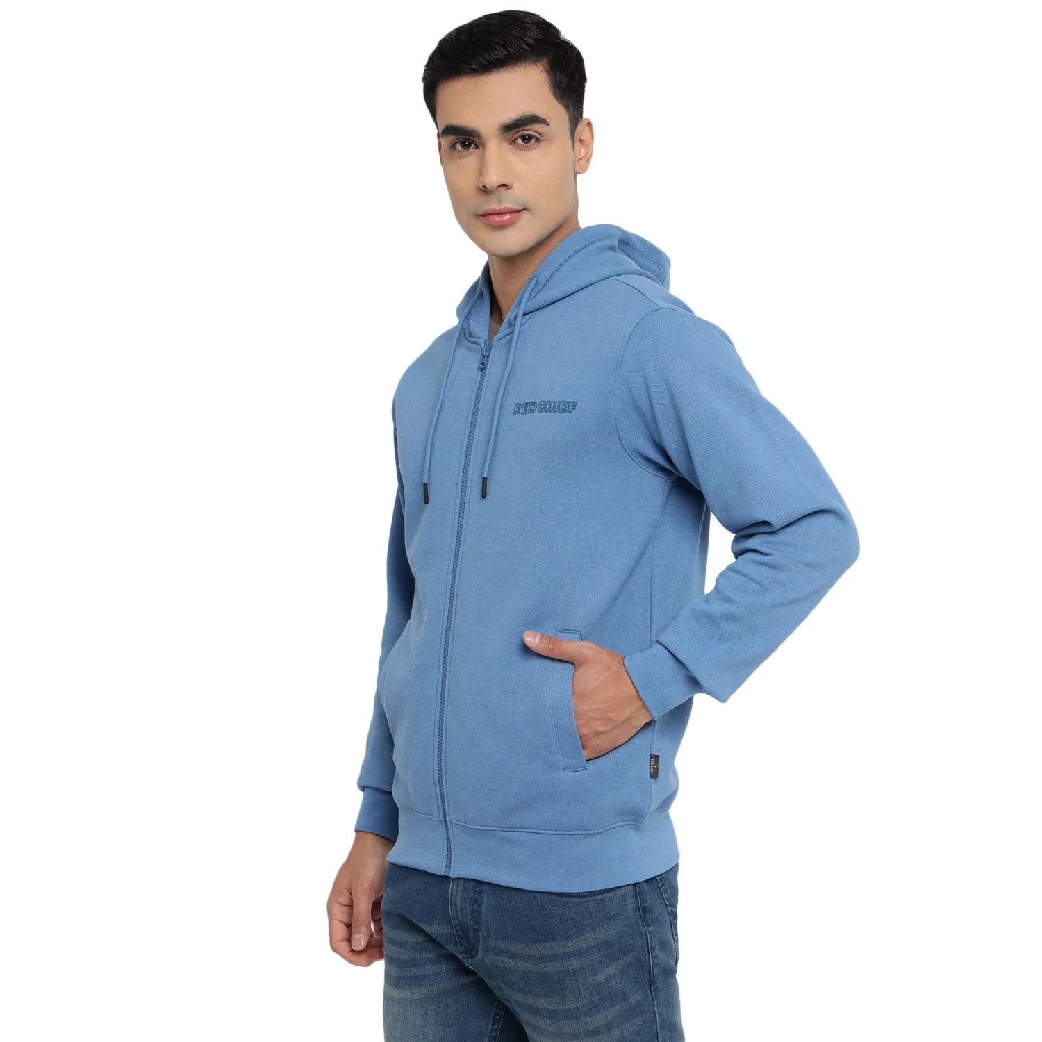 Red Chief Blue Melange Sweatshirt for Men 8310221 FG22 - Image 10