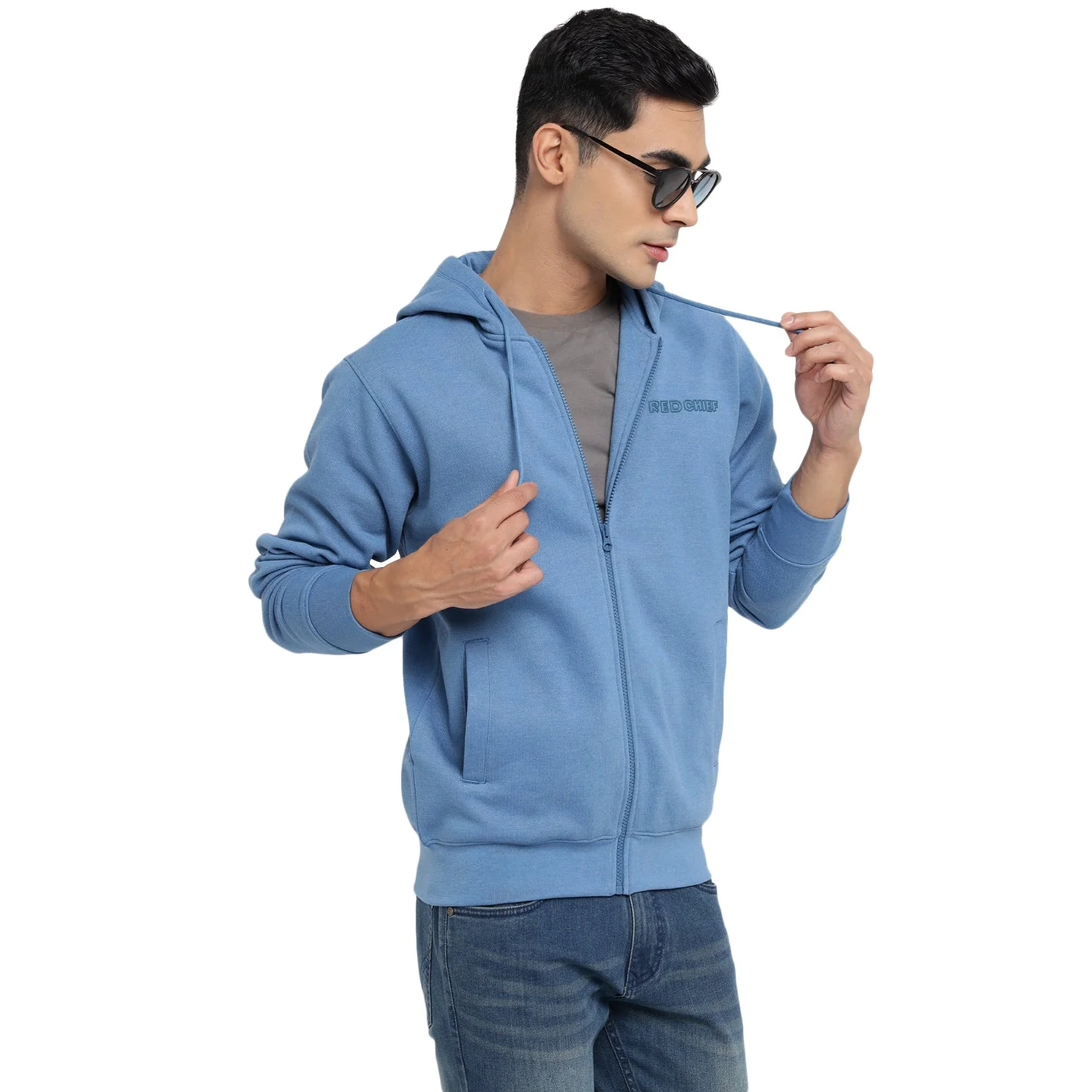 Red Chief Blue Melange Sweatshirt for Men 8310221 FG22 - Image 2