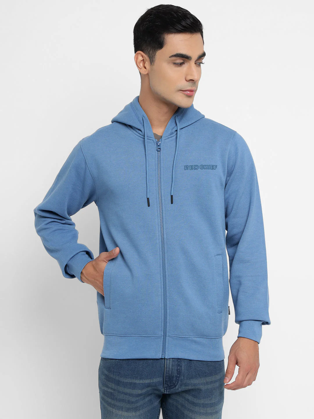 Red Chief Blue Melange Sweatshirt for Men 8310221 FG22 - Image 6