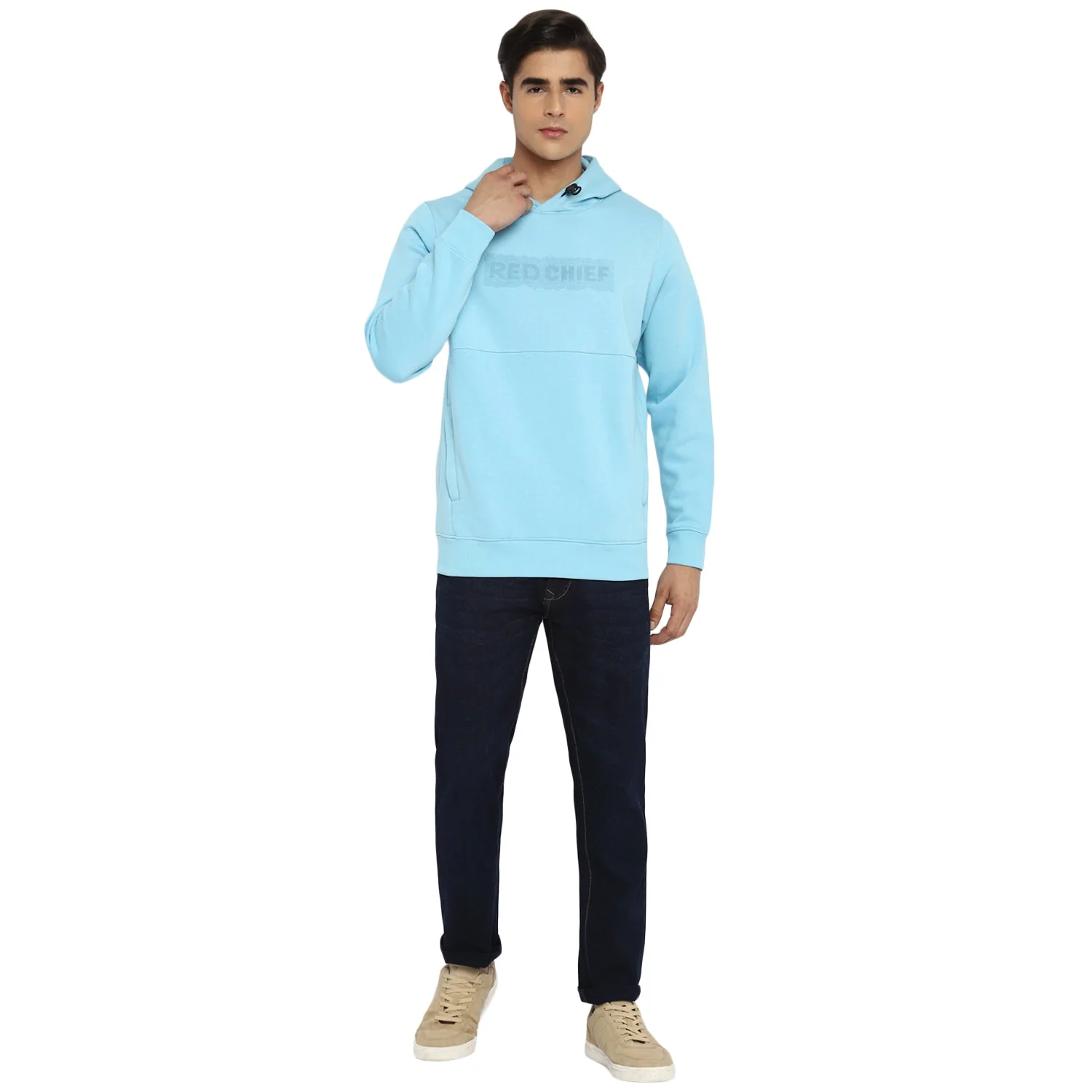 Red Chief Sky Blue Solid Sweatshirt for Men O8310024 060 - Image 3