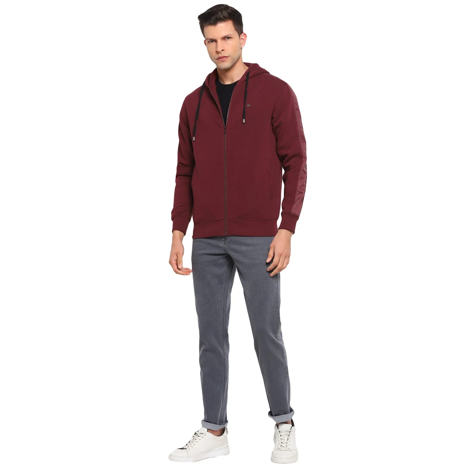 Red Chief Maroon Solid Sweatshirt for Men O8310025 376 - Image 3