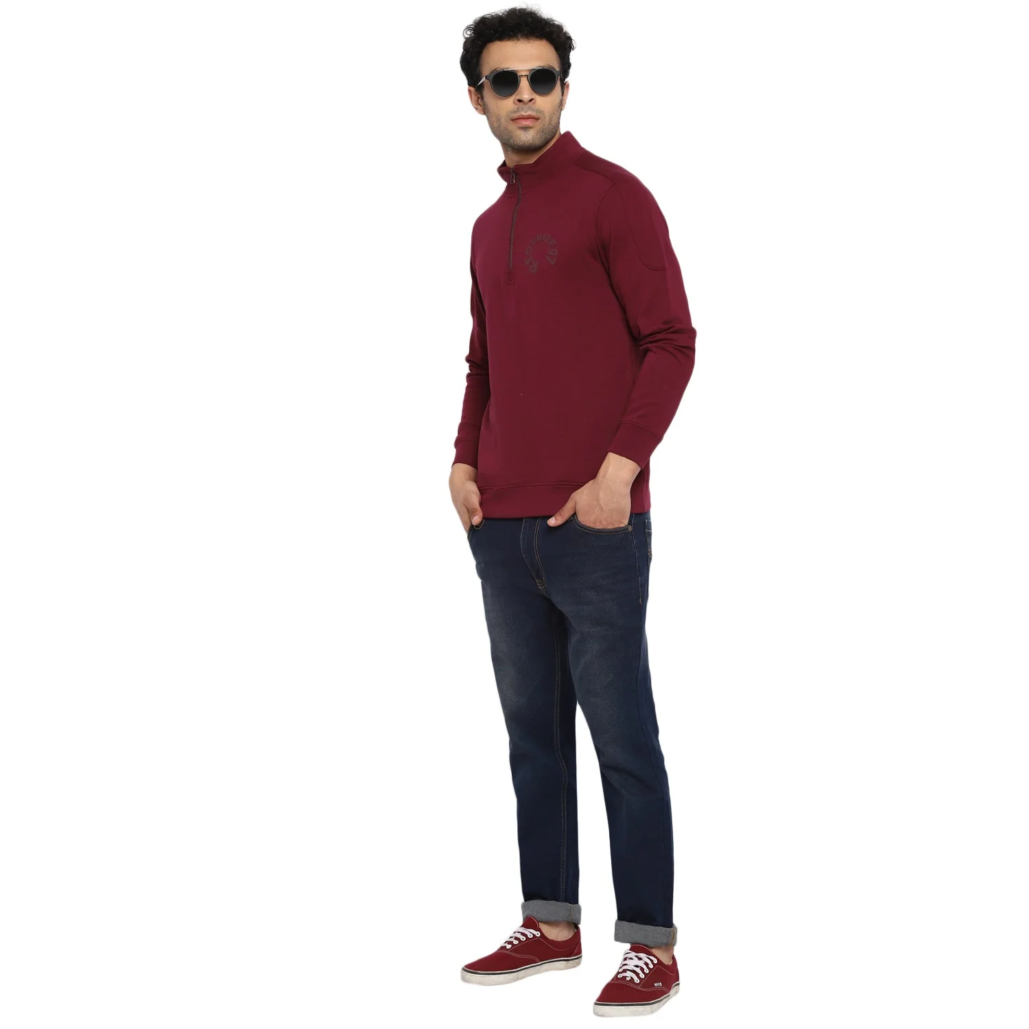 Red Chief Maroon Solid Sweatshirt for Men O8310026 376 - Image 2