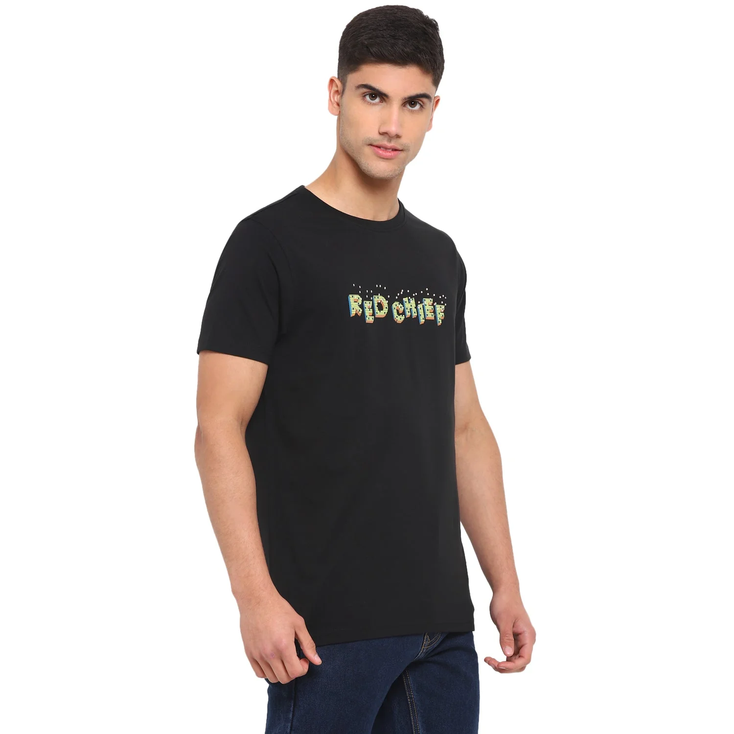 Red Chief Black Printed T-Shirt for Men O-8220035 001 - Image 6