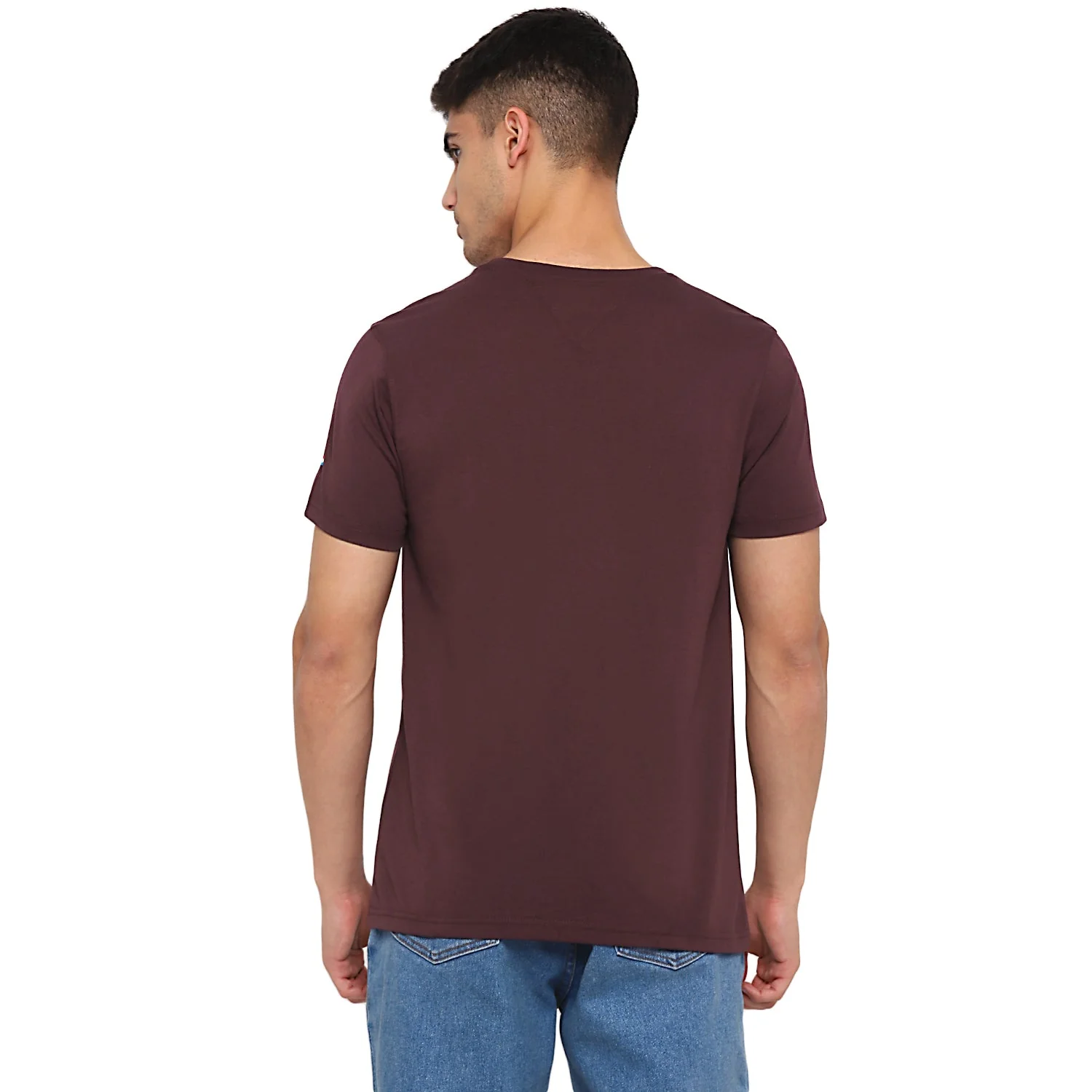 Red Chief Maroon Solid T-Shirt for Men O-8220040 376 - Image 4