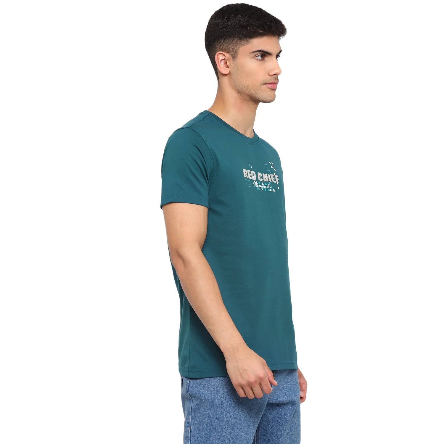Red Chief Teal Solid T-Shirt for Men O-8220040 FG05 - Image 6