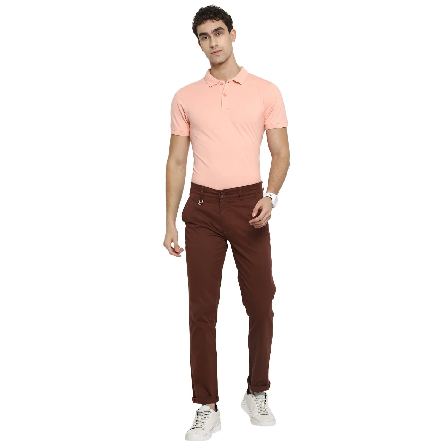 Red Chief Maroon Solid Trouser for Men T8560147 376 - Image 3