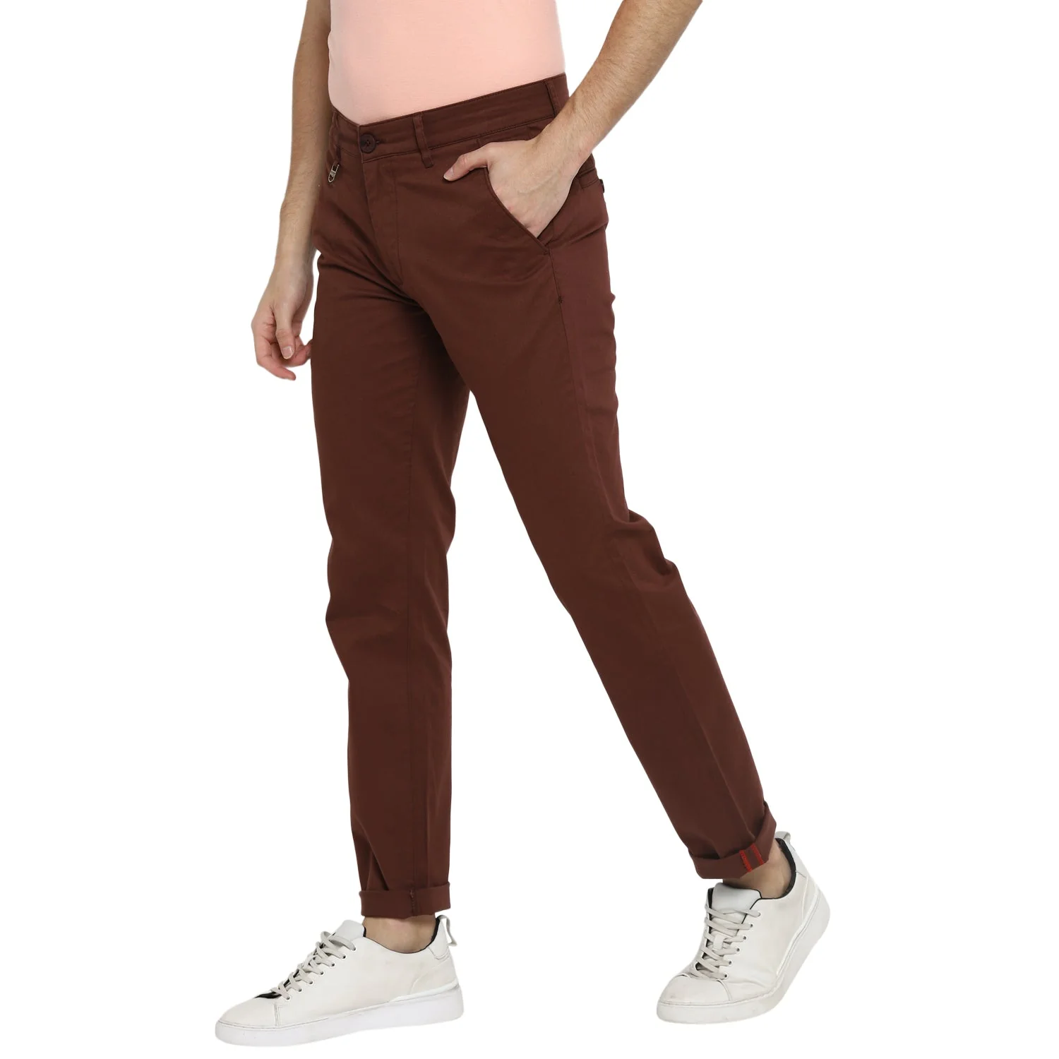 Red Chief Maroon Solid Trouser for Men T8560147 376 - Image 6