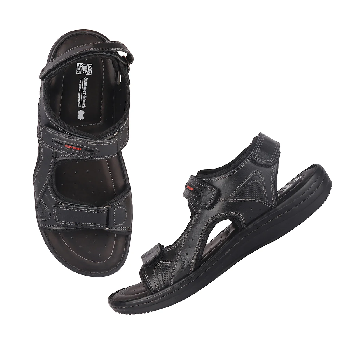 Red Chief Black Sandal for Men RC3681 001 - Image 2